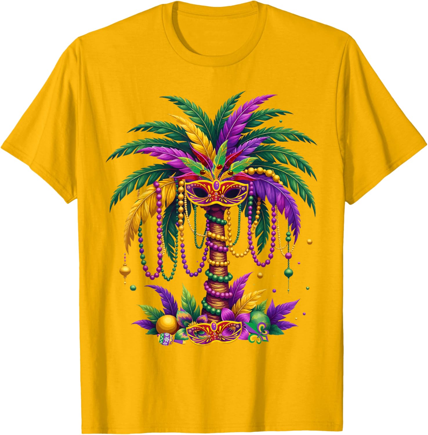 Funny Palm Tree and Beads T-Shirt for Mardi Gras Tropical Parties - 4