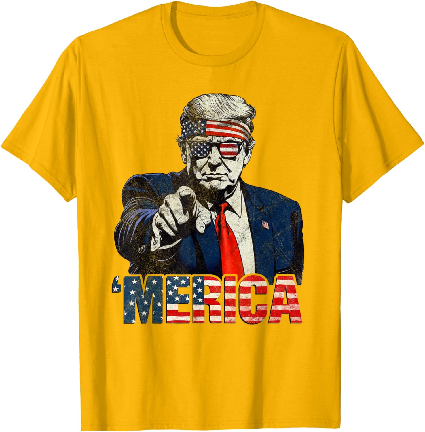 Happy 4th of July Merica Trump American Flag T-Shirt for Celebrations - 4