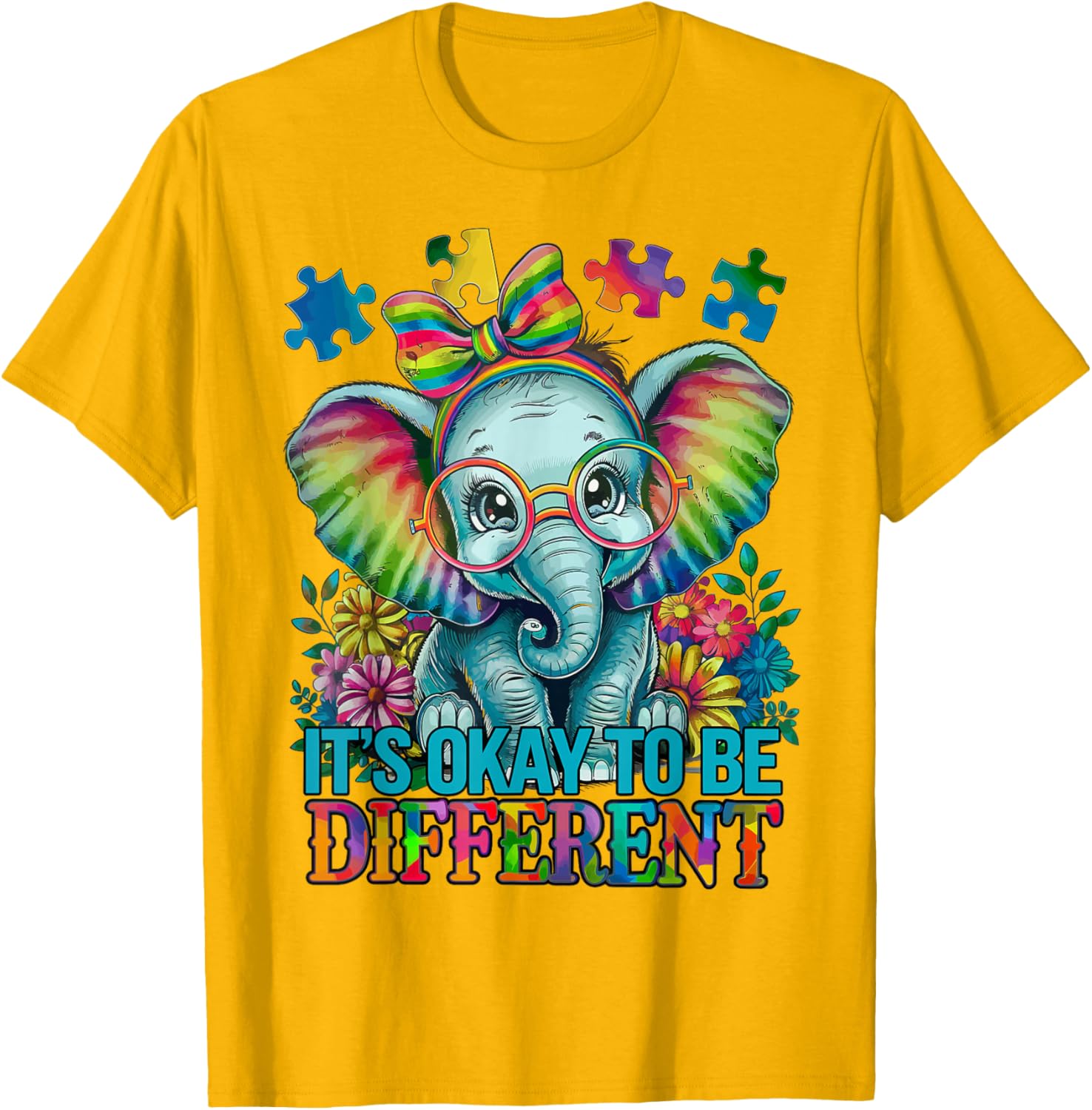 Cute Elephant Autism Awareness T-Shirt Embrace Differences in Style - 9