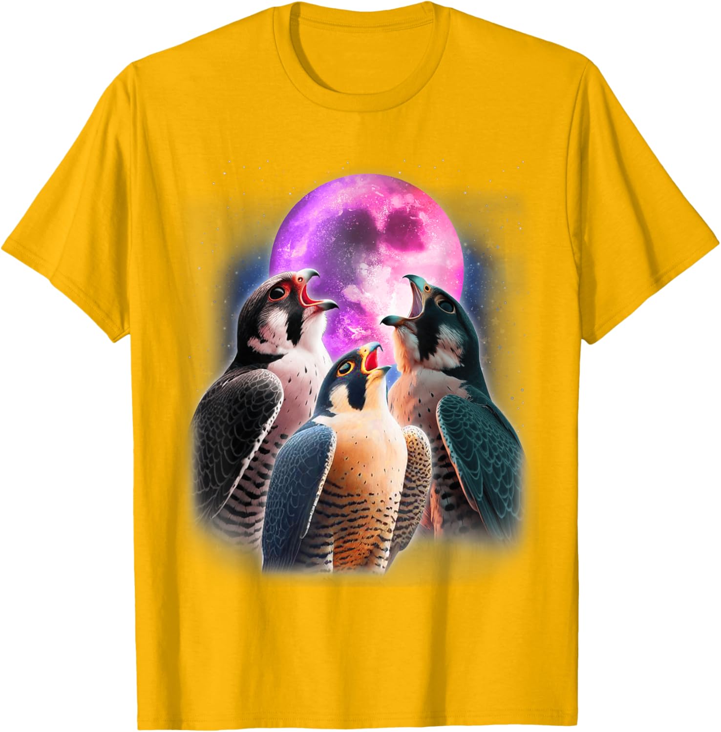 Funny Peregrine Falcon T-Shirt Howling at the Moon for Bird Lovers - 5