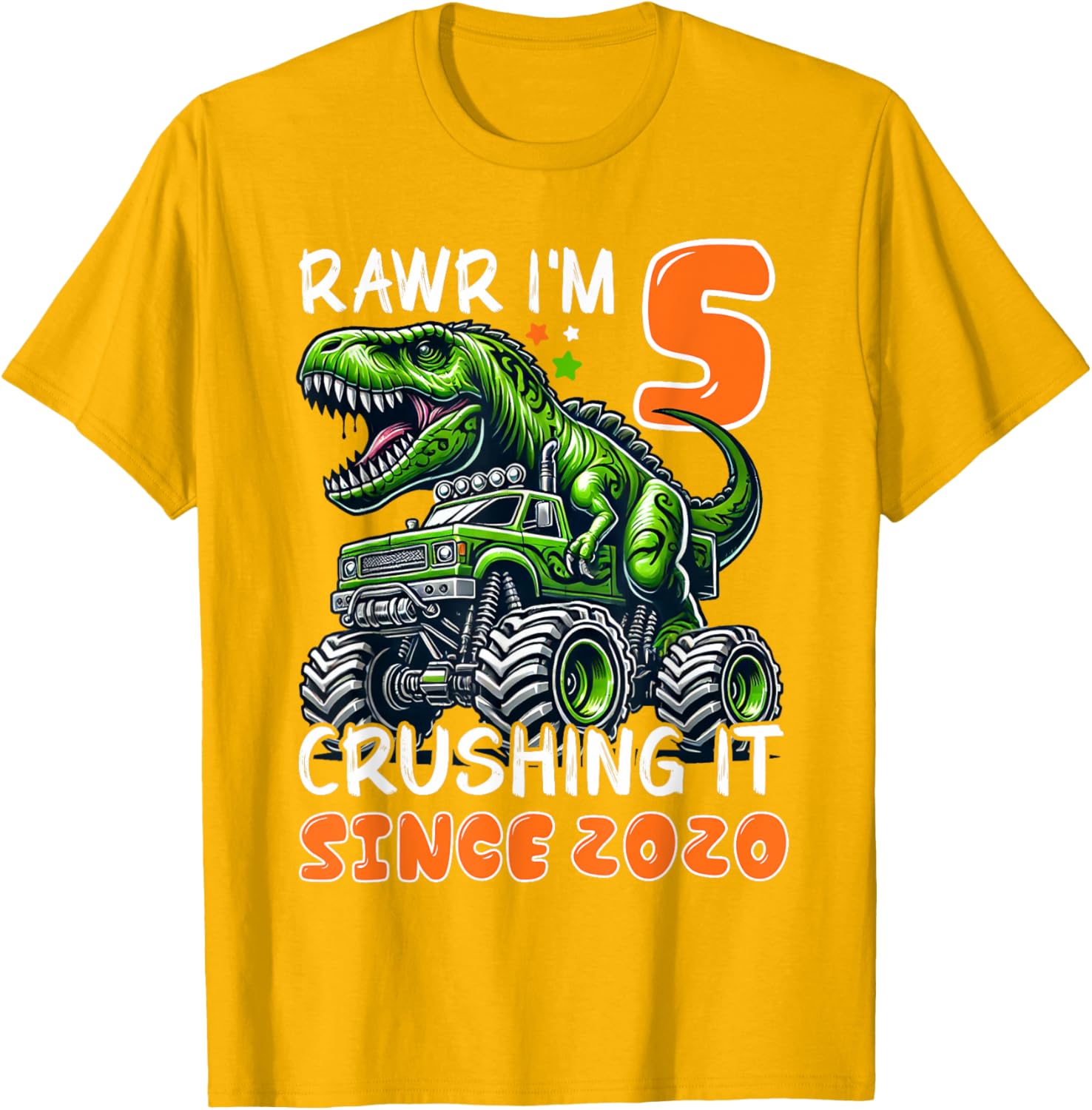 5th Birthday Monster Truck Dinosaur T-Shirt for Boys Rawr I'm 5 Fun! - 7