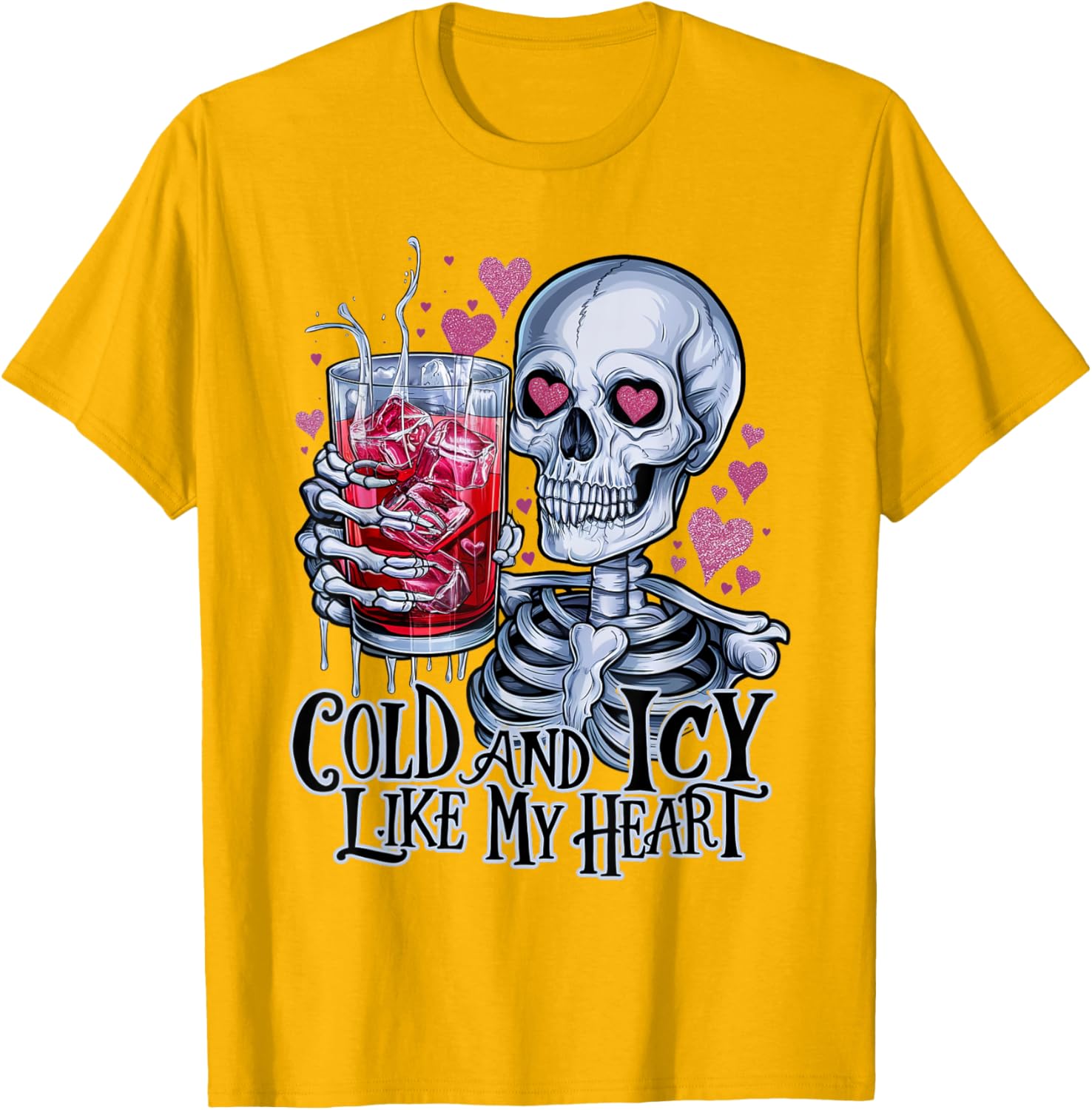 Funny Skeleton T-Shirt - Cold and Icy Like My Heart Anti-Valentine Tee - 4