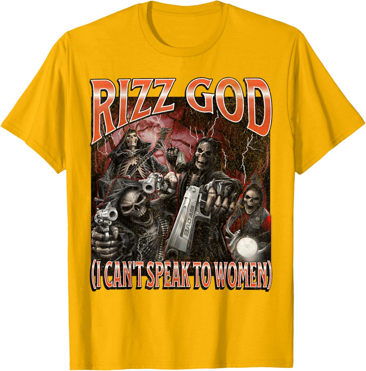 Funny Rizz God Skeleton Meme Tee for Men Who Can't Talk to Women - 8