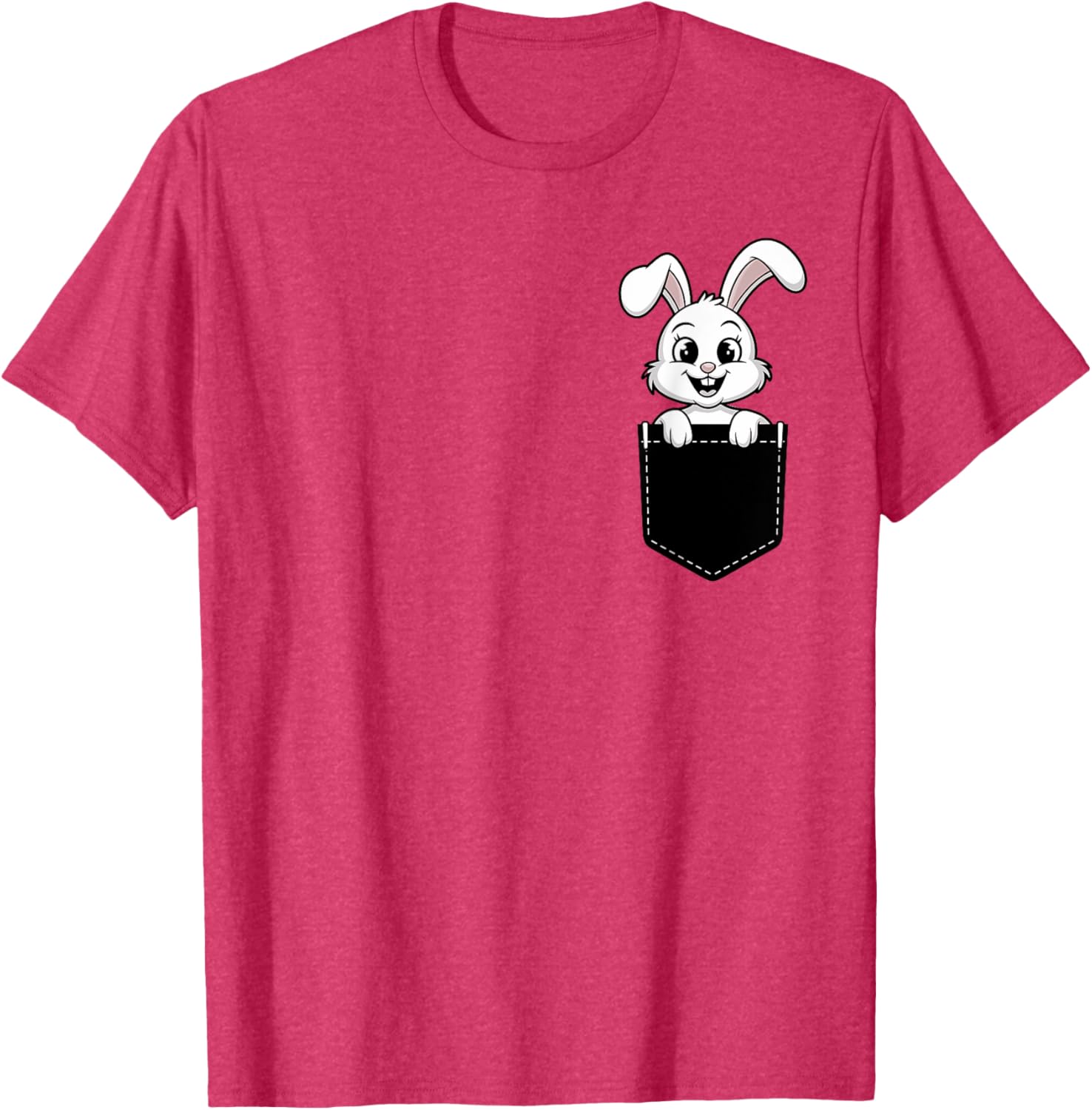 Cute Funny Rabbit in Pocket T-Shirt for Men and Women - Animal Lovers Design - 3