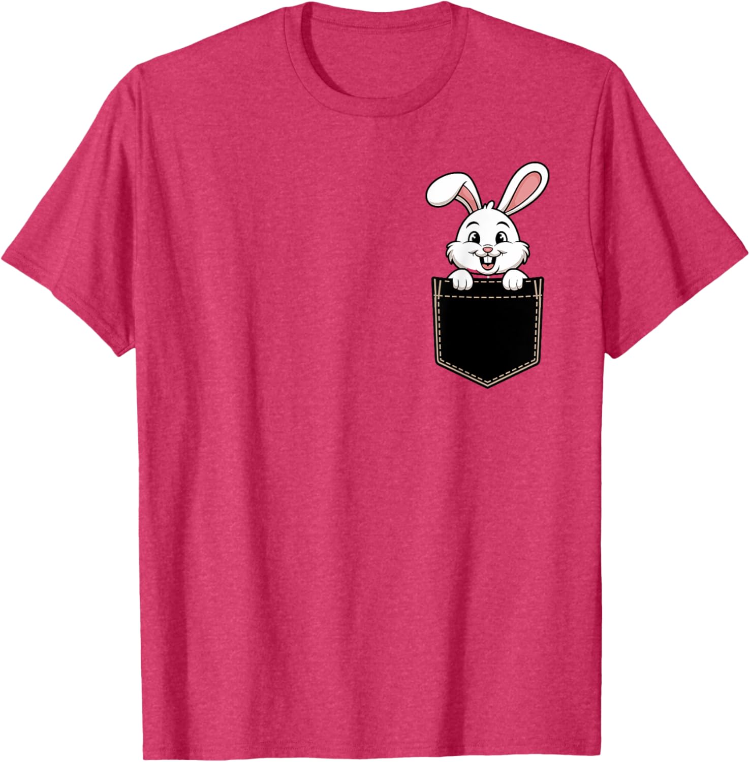 Cute Funny Rabbit Pocket T-Shirt for Men and Women - Adorable Animal Tee - 9