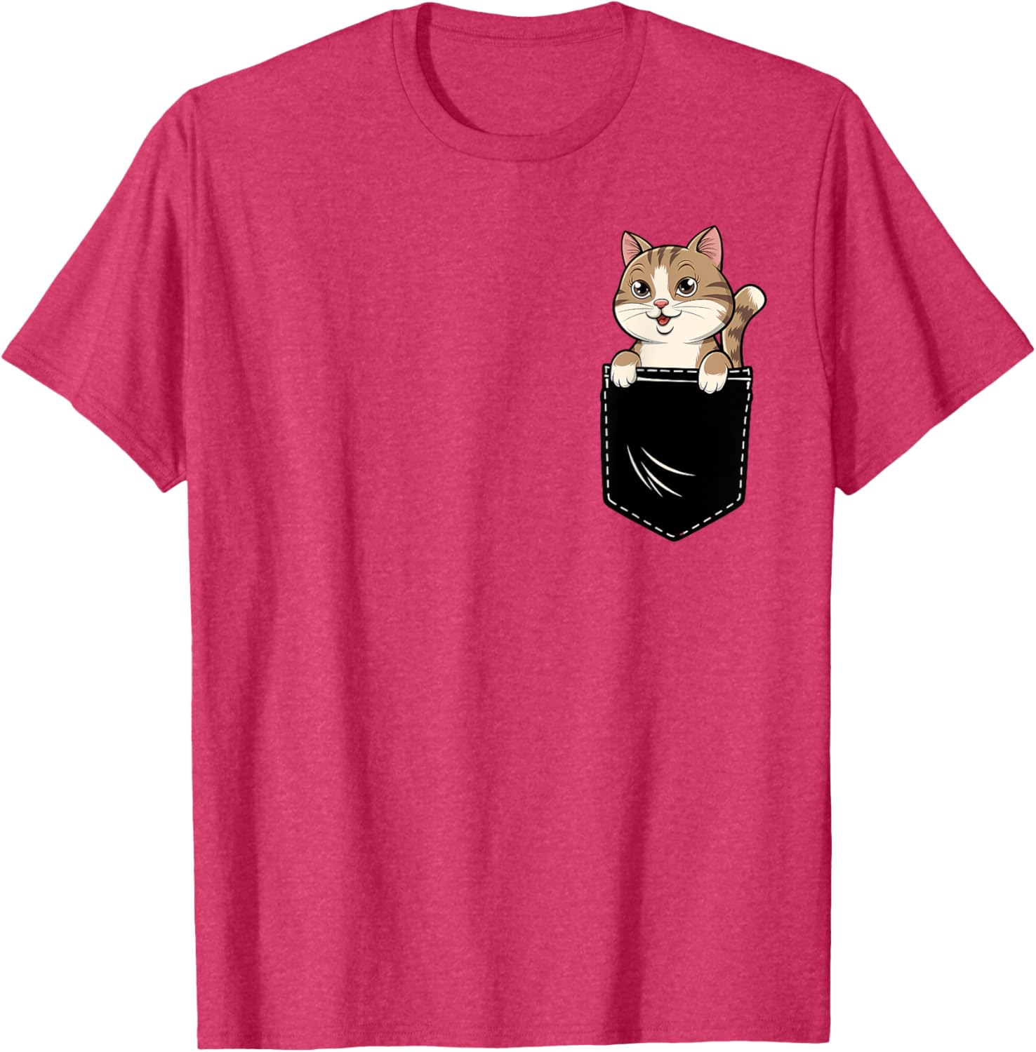 Cute Funny Cat Pocket T-Shirt for Men and Women - Adorable Animal Design - 26