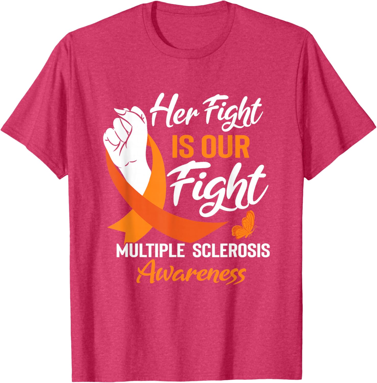 MS Multiple Sclerosis Awareness Orange Ribbon T-Shirt for Supporters - 1