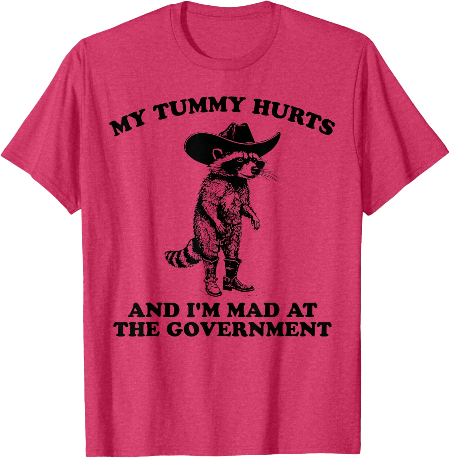 Funny Cowboy Raccoon T-Shirt for Kids Who Are Mad and Have Tummy Aches - 12