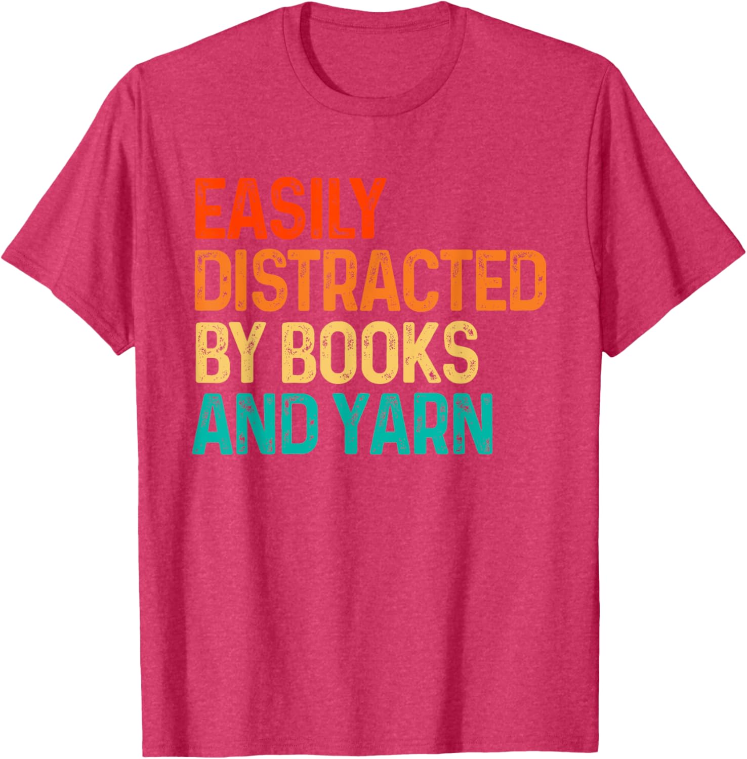 Easily Distracted By Books And Yarn Knitting Graphic T-Shirt for Book Lovers - 11