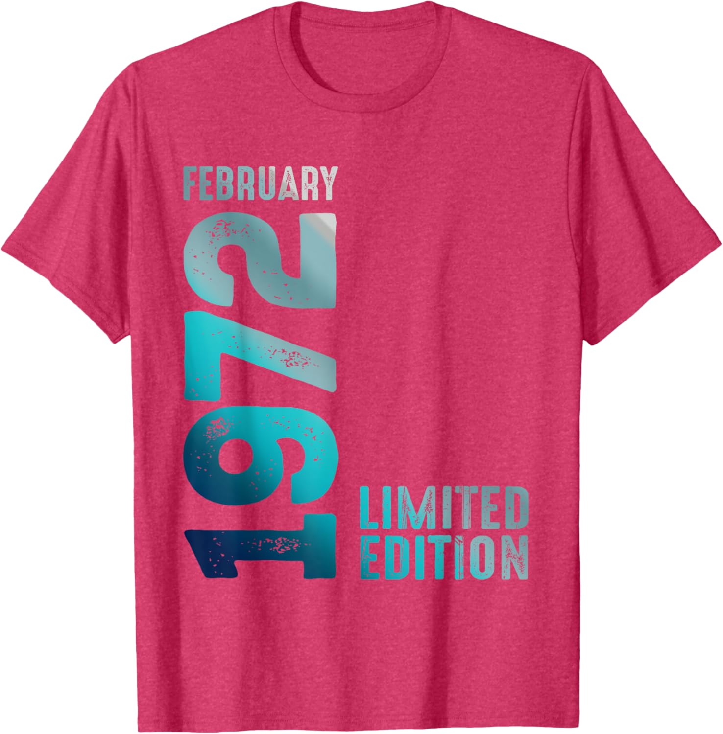 Limited Edition 1972 Birthday T-Shirt for February Birthdays - 16