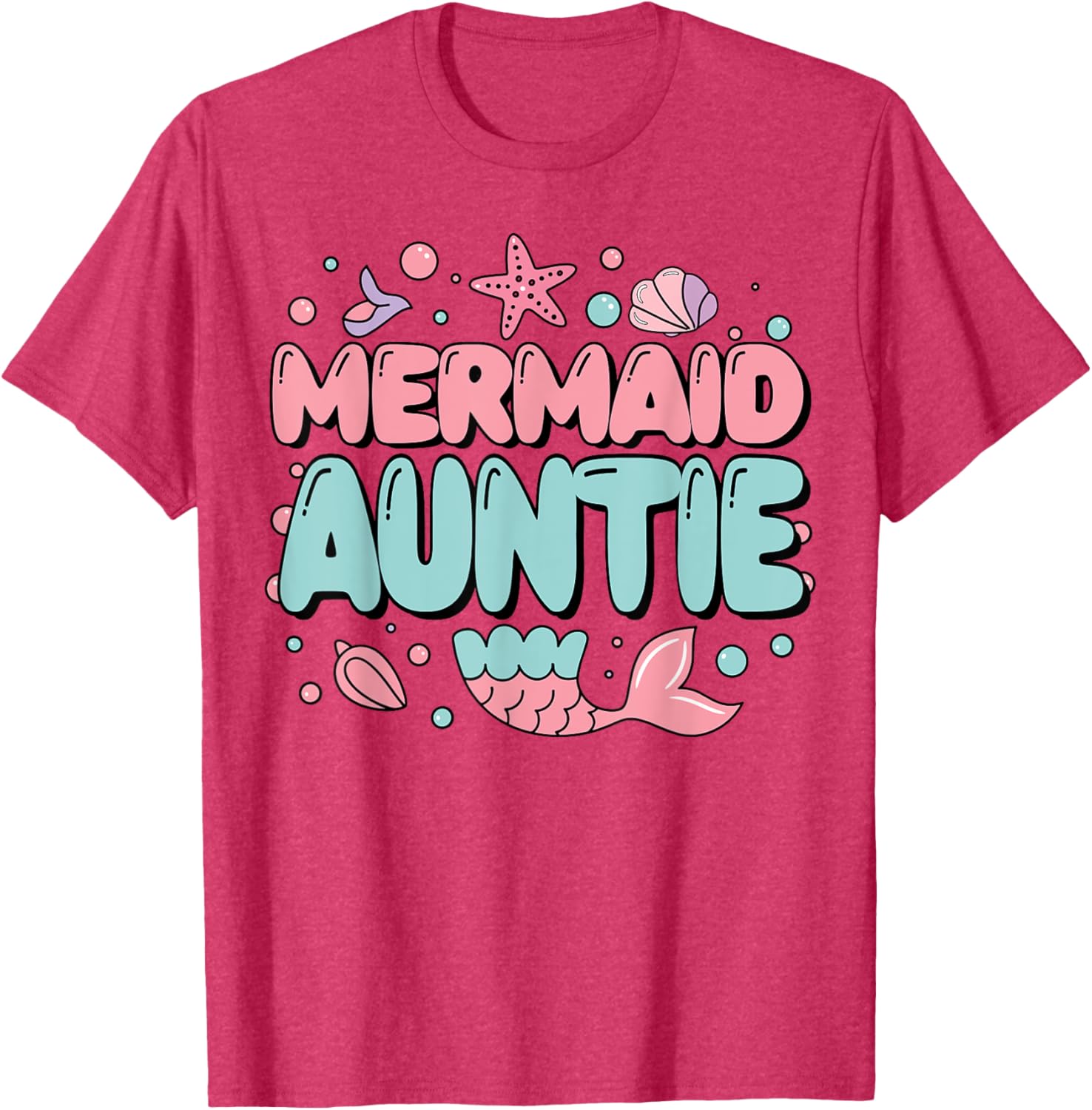 Auntie of The Birthday Mermaid Family Matching Party T-Shirt for Fun Celebrations - 1