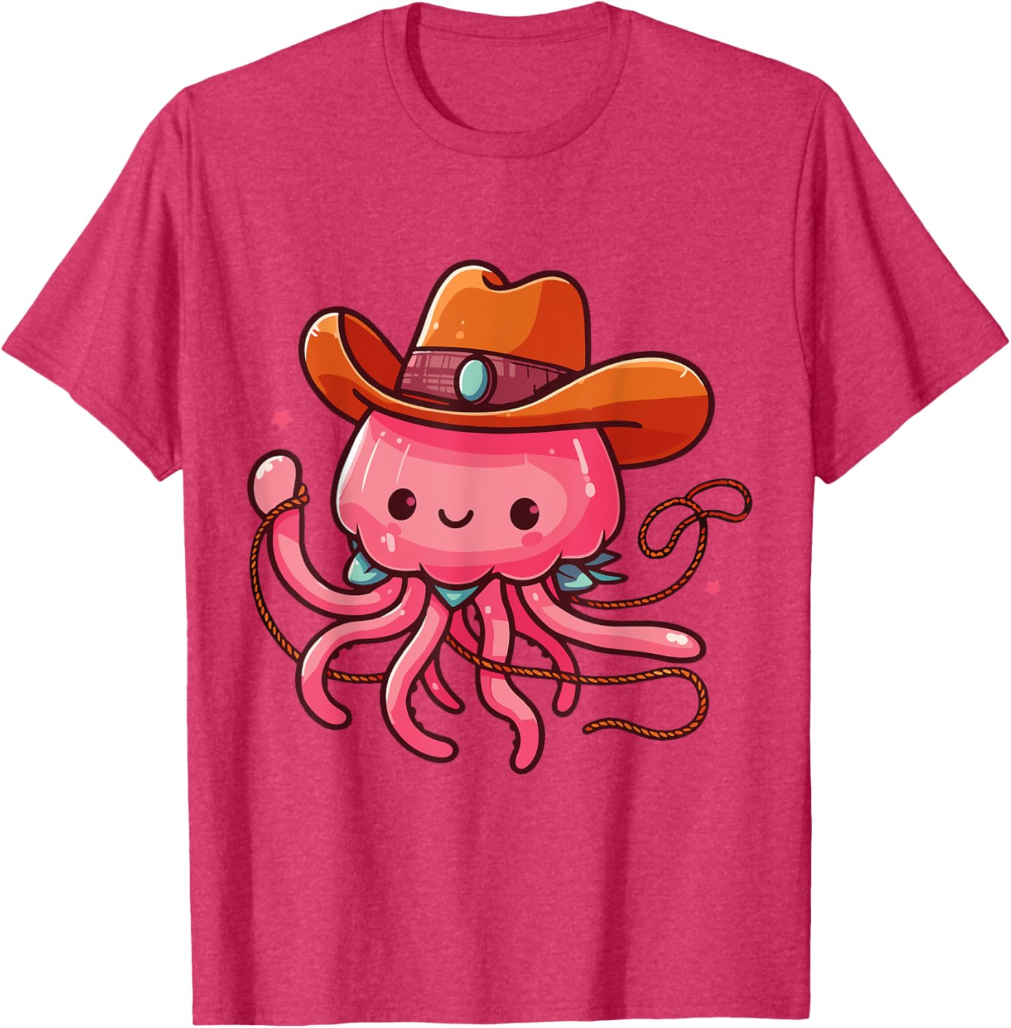 Western Rodeo Cowboy Hat and Jellyfish Texas Animals T-Shirt for Men - 21