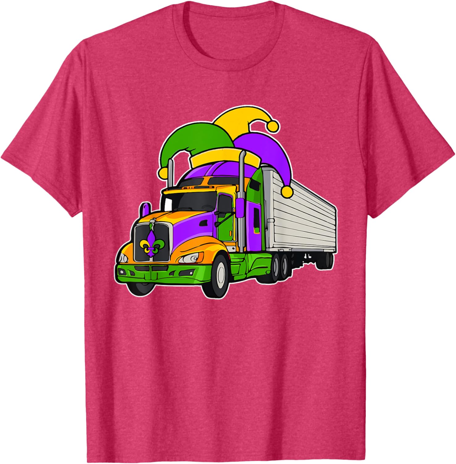 Colorful Mardi Gras Jester Hat Truck Team T-Shirt for Festive Parades - 18