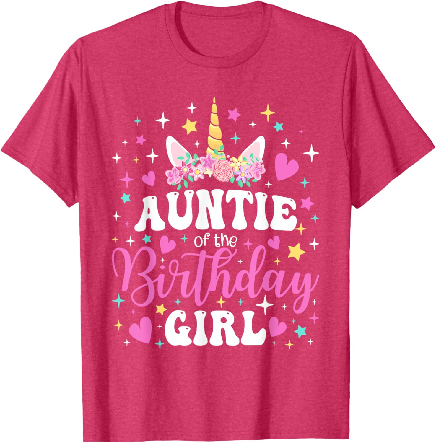 Unicorn Auntie Birthday Matching T-Shirt for Family Celebration Fun - 2