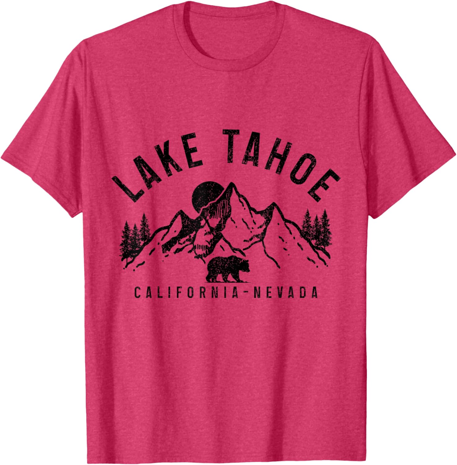 Vintage Bear Graphic T-Shirt Lake Tahoe Mountains Nature Lovers Apparel - 2