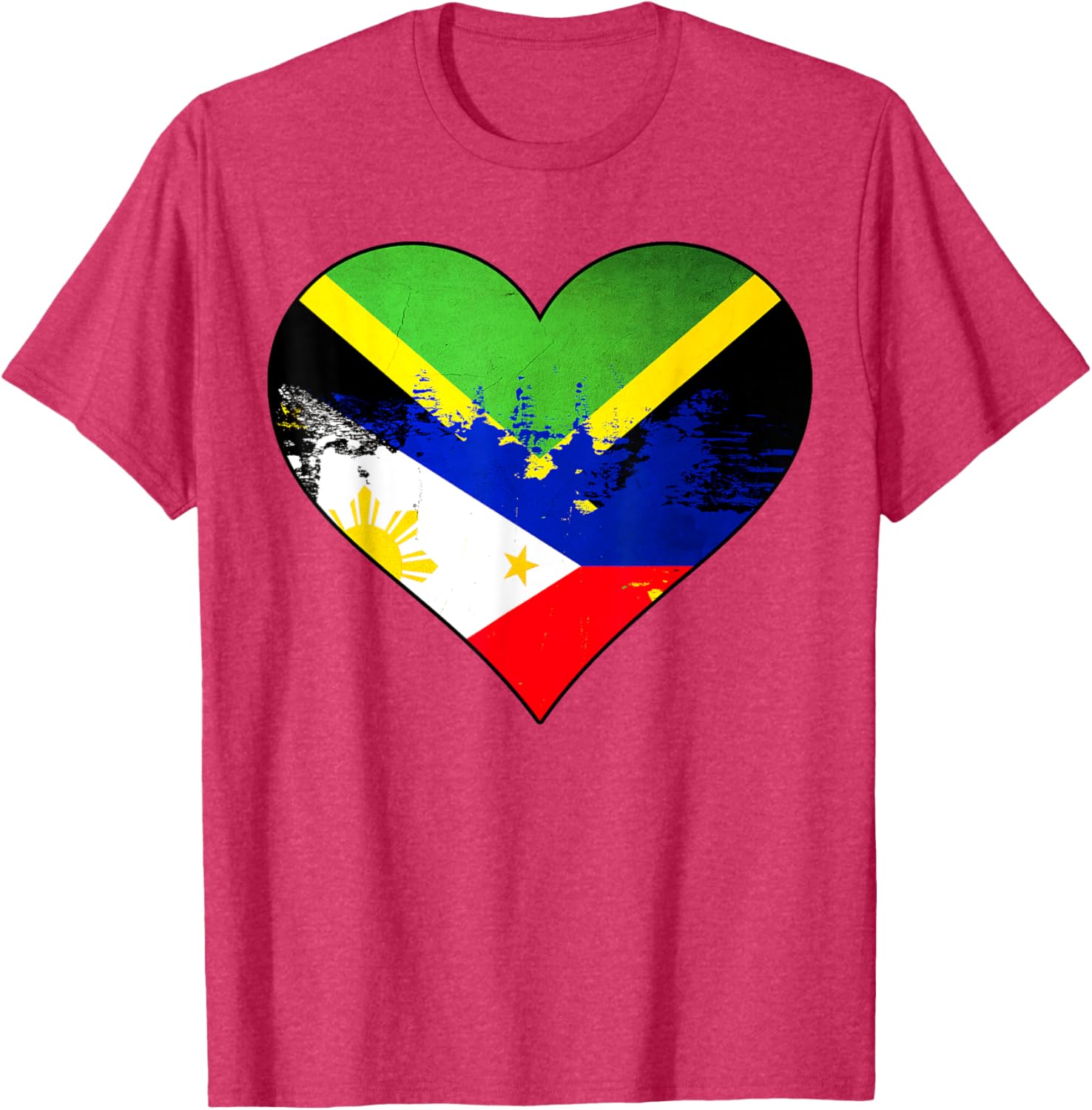 Jamaican Filipino Heritage Flag Heart T-Shirt for Proud Culture Lovers - 8