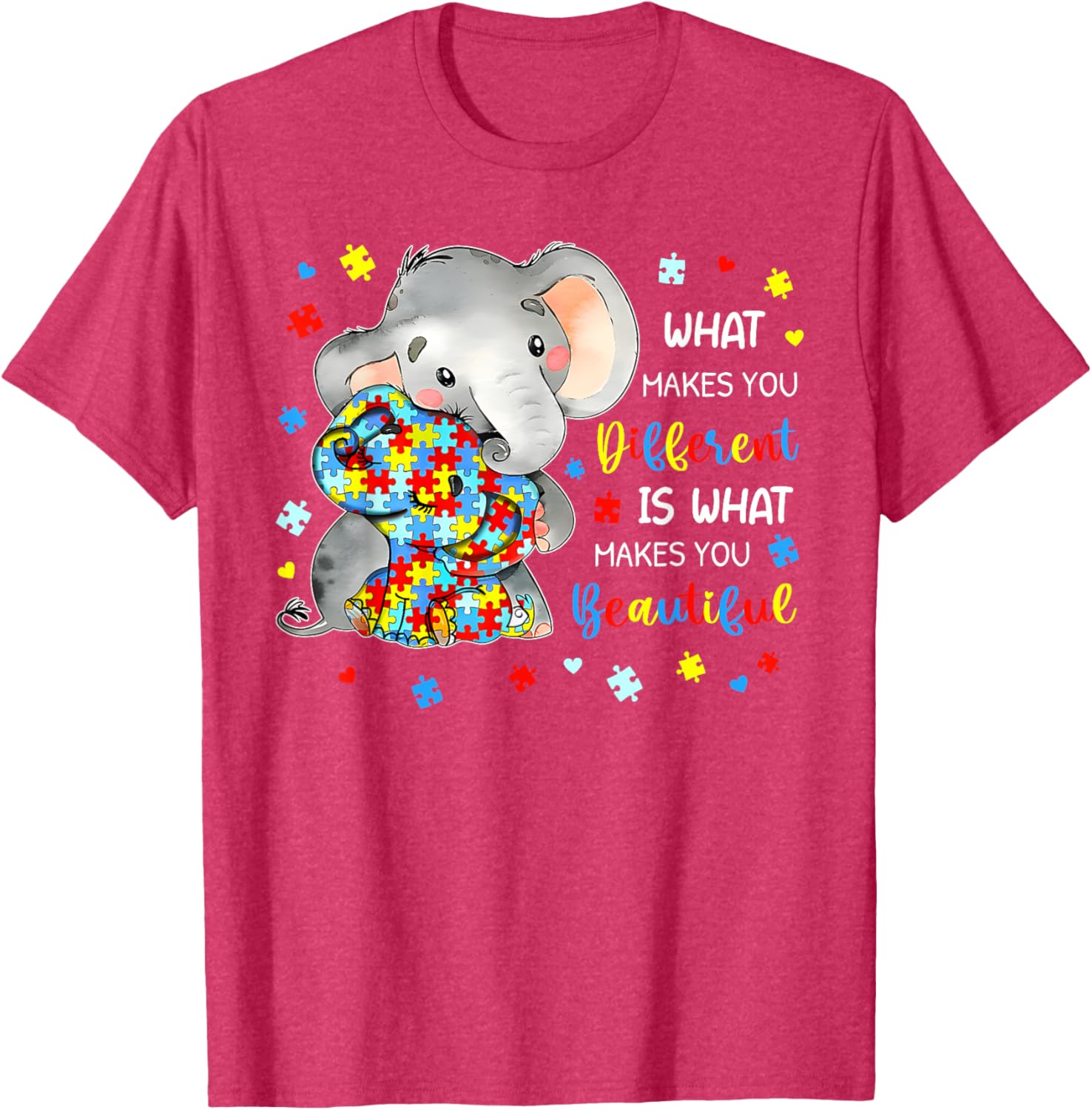 Unique Autism Awareness Elephant T-Shirt Celebrating Individuality and Beauty - 8