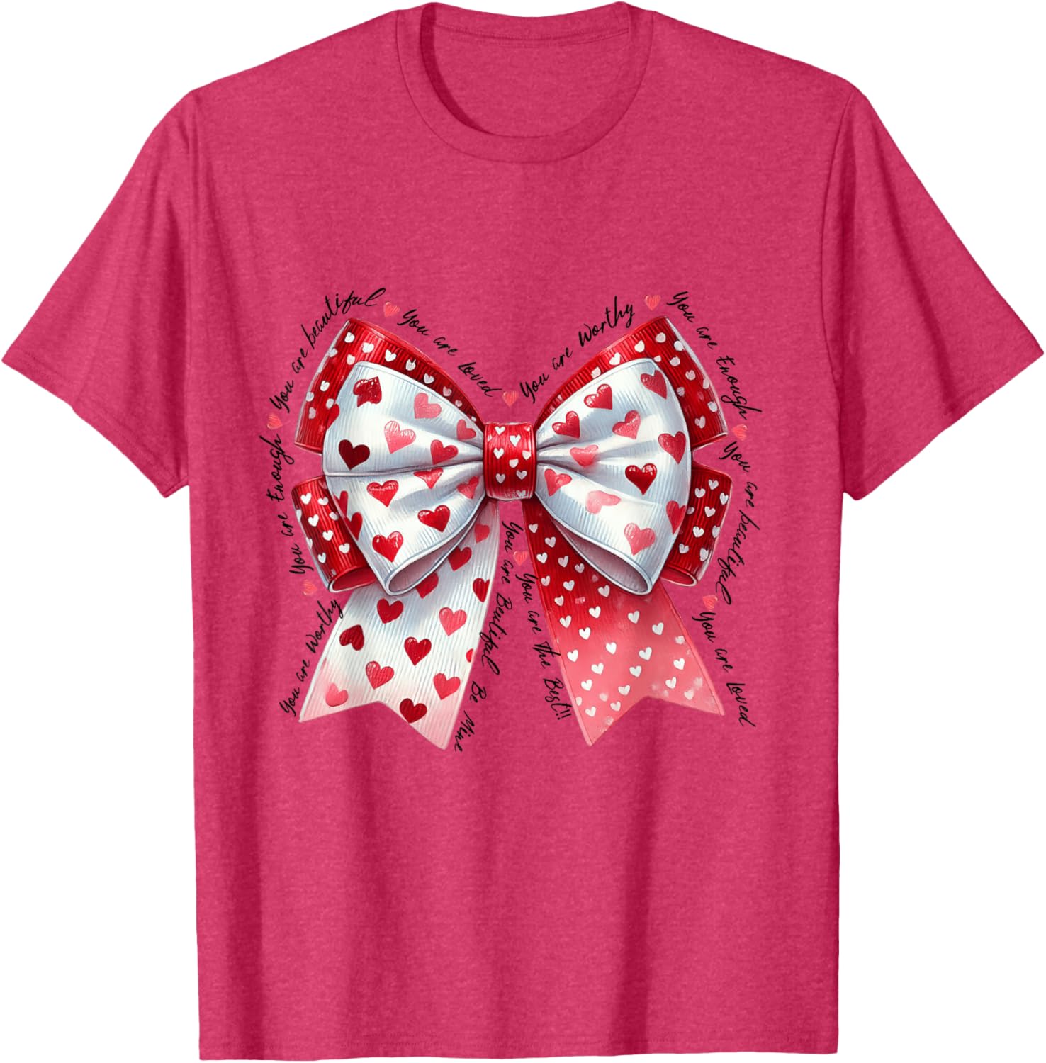 Adorable Cute Coquette Bow Ribbon Valentines Day T-Shirt for Women - 8