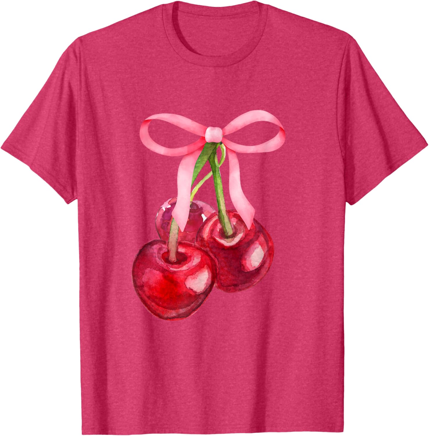 Coquette Red Cherry Pink Bows Preppy Girls T-Shirt for Stylish Kids - 5