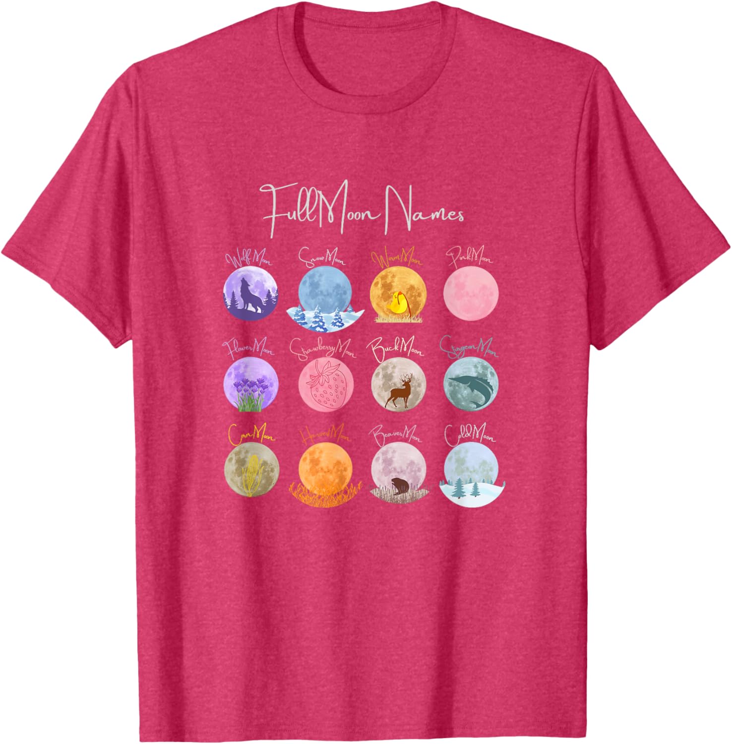Full Moon Names T-Shirt Lunar Calendar Tees and Accessories Elegance - 3