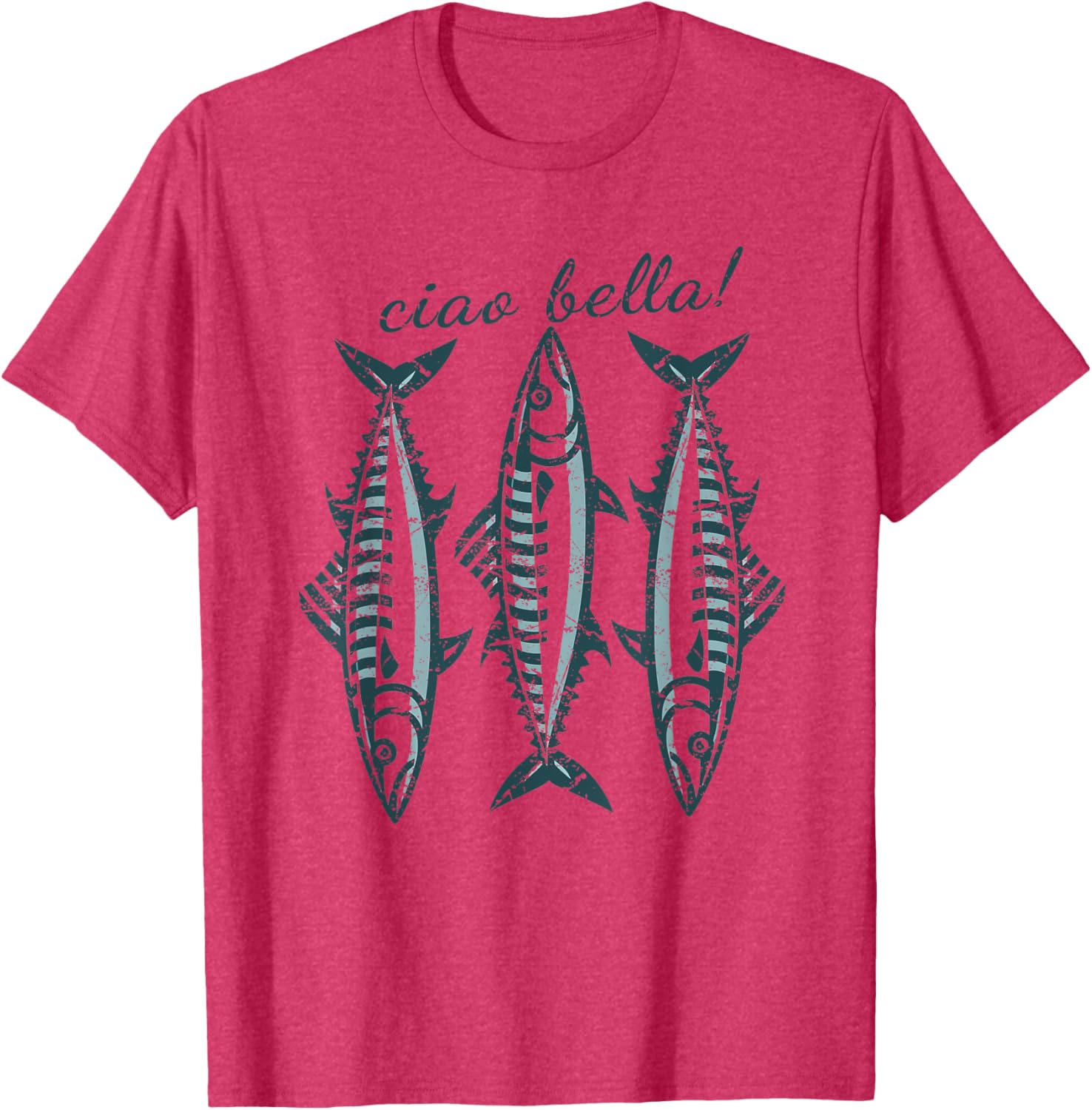 Coastal Italian Fisherman T-Shirt featuring Sardines and Mackerel Design - 1