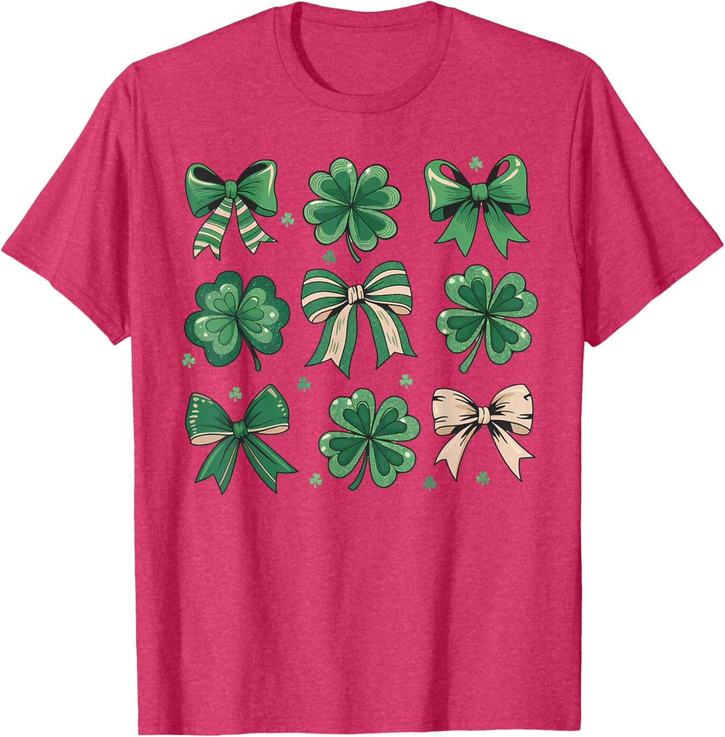 Cute Retro St Patricks Day Shamrock Bow T-Shirt for Festive Fun - 15