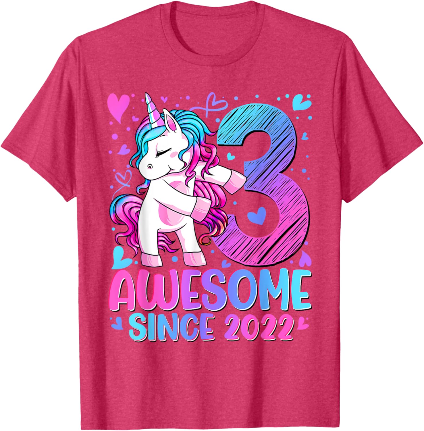 Cute Unicorn T-Shirt for 3 Year Old Girls Birthday Party Gifts - 11