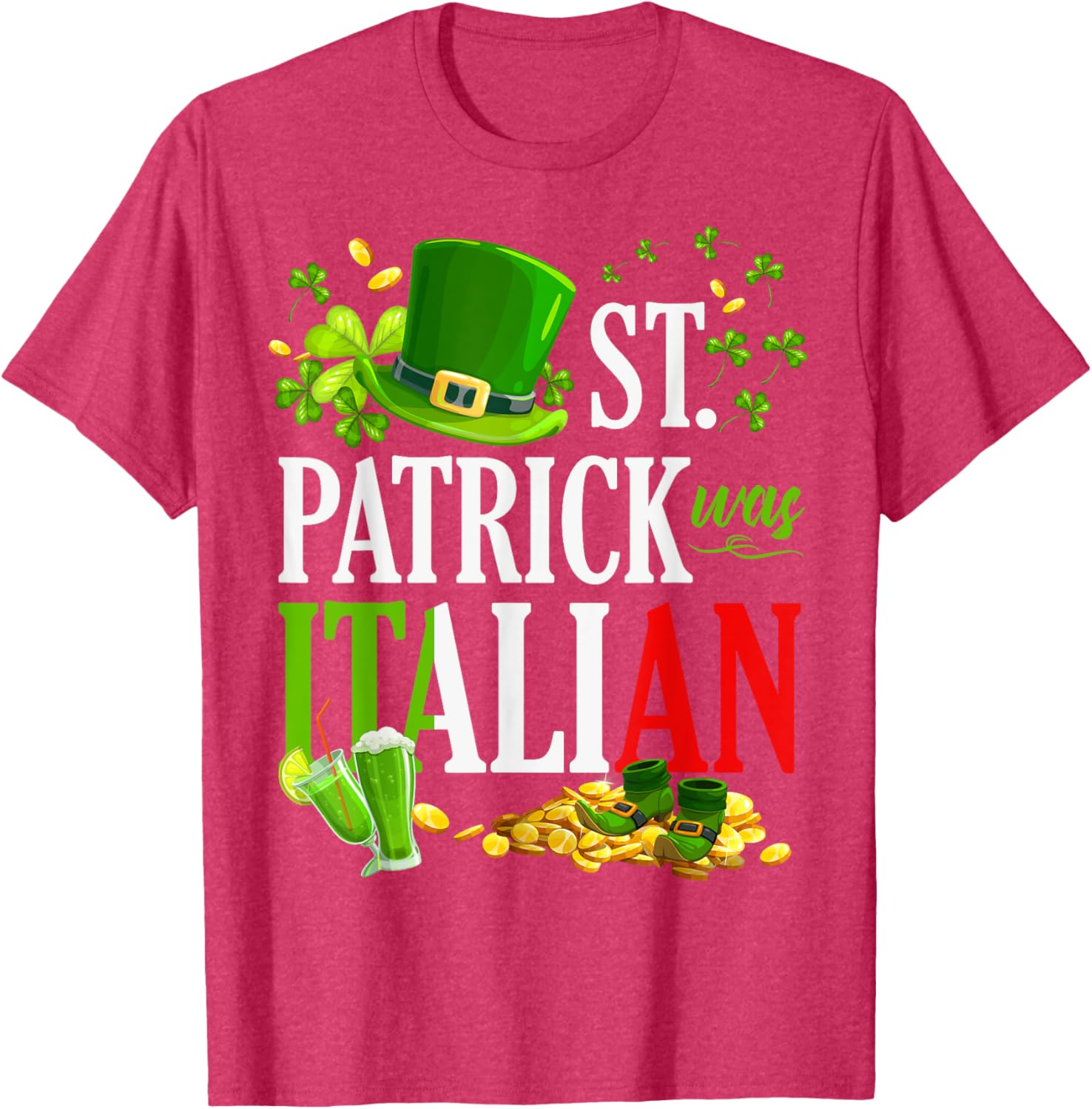 Vintage St Patrick Was Italian Clover Graphic T-Shirt for St Patricks Day - 18