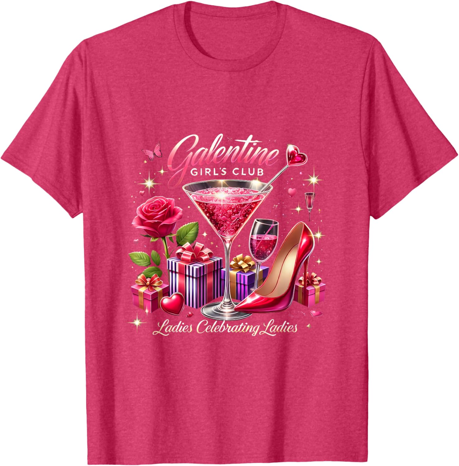 Galentine's Celebration Martini Glass T-Shirt for Fun Girls Night Out - 8