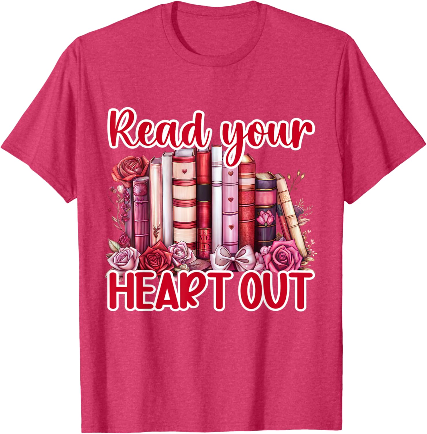 Retro Read Your Heart Out Valentine's Day T-Shirt for Book Lovers and Teachers - 14