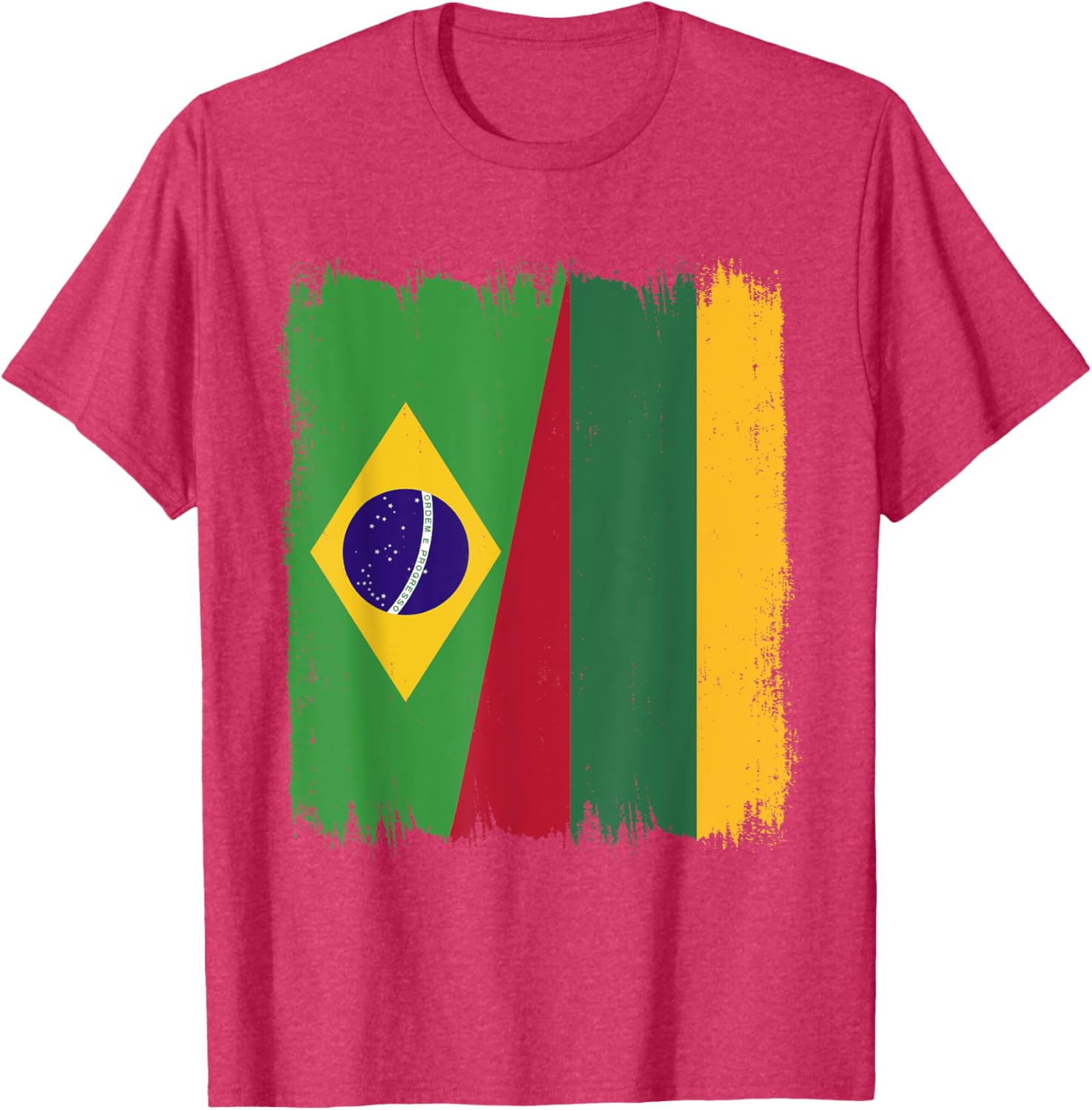 Brazil Lithuania Half Flag Roots T-Shirt for Proud Brazilian Lithuanians - 10