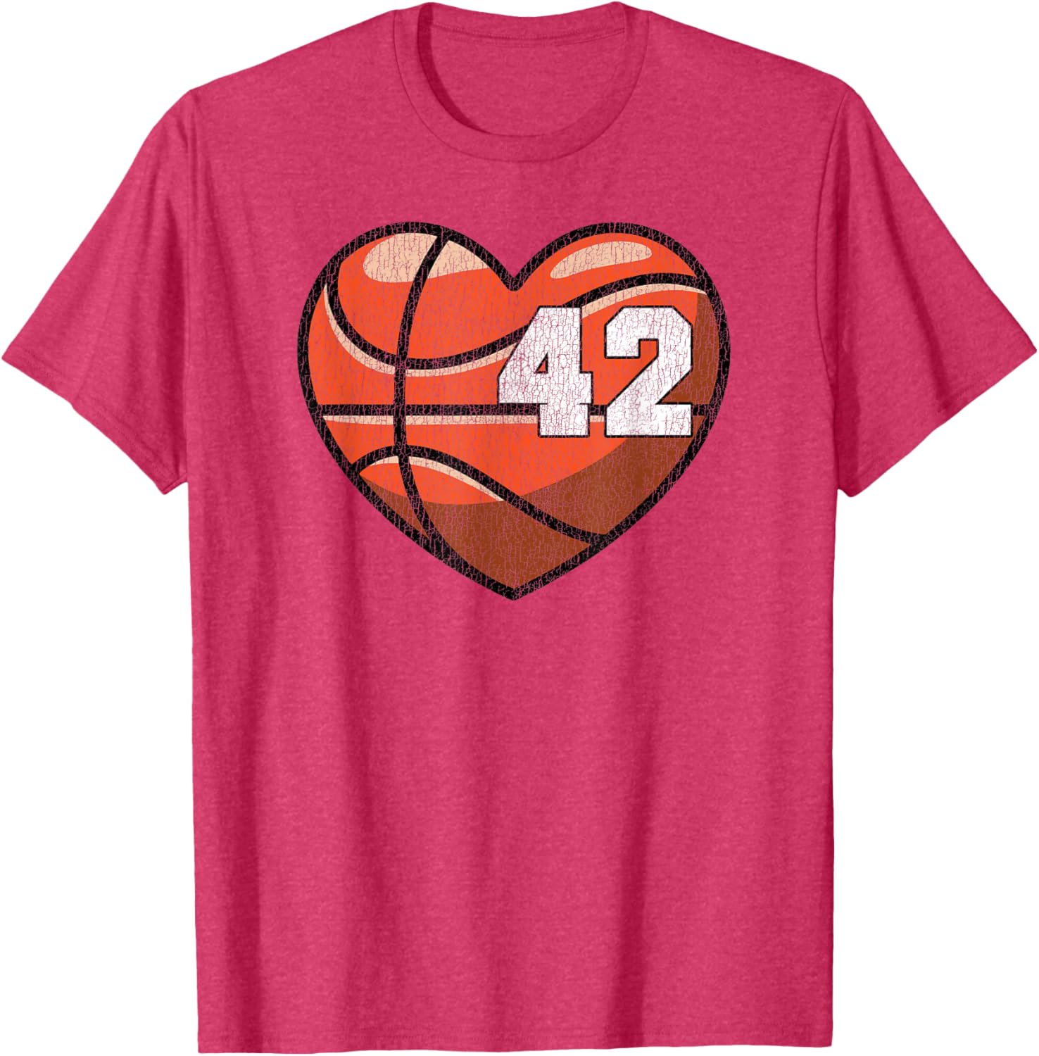 Distressed Heart Design Basketball Number 42 T-Shirt for Fans - 6
