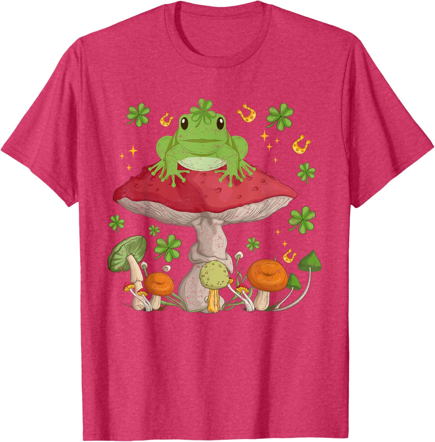 Charming Shamrock Frog Mushroom Cottagecore Tee for St Patricks Day - 1