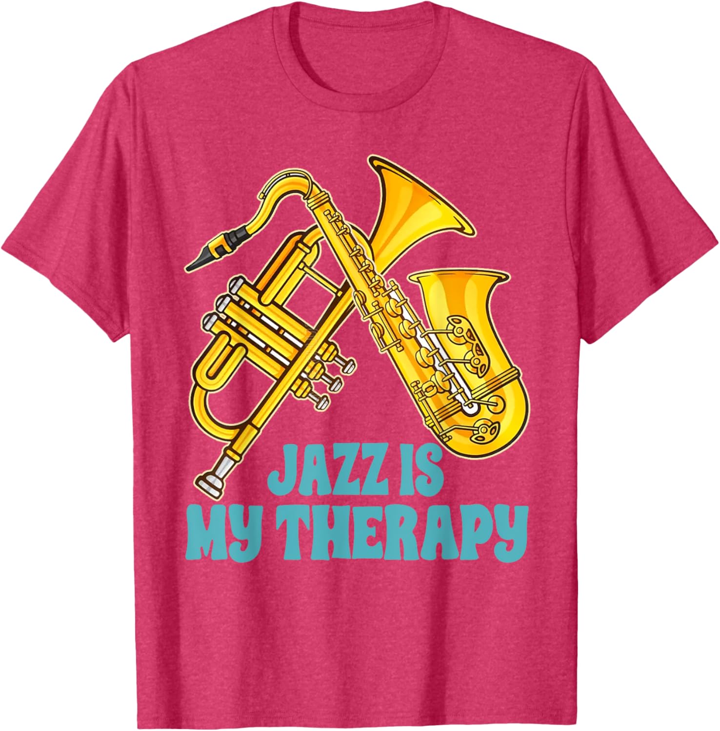 Jazz Lover Musician T-Shirt Featuring Saxophone and Trumpet Design - 11