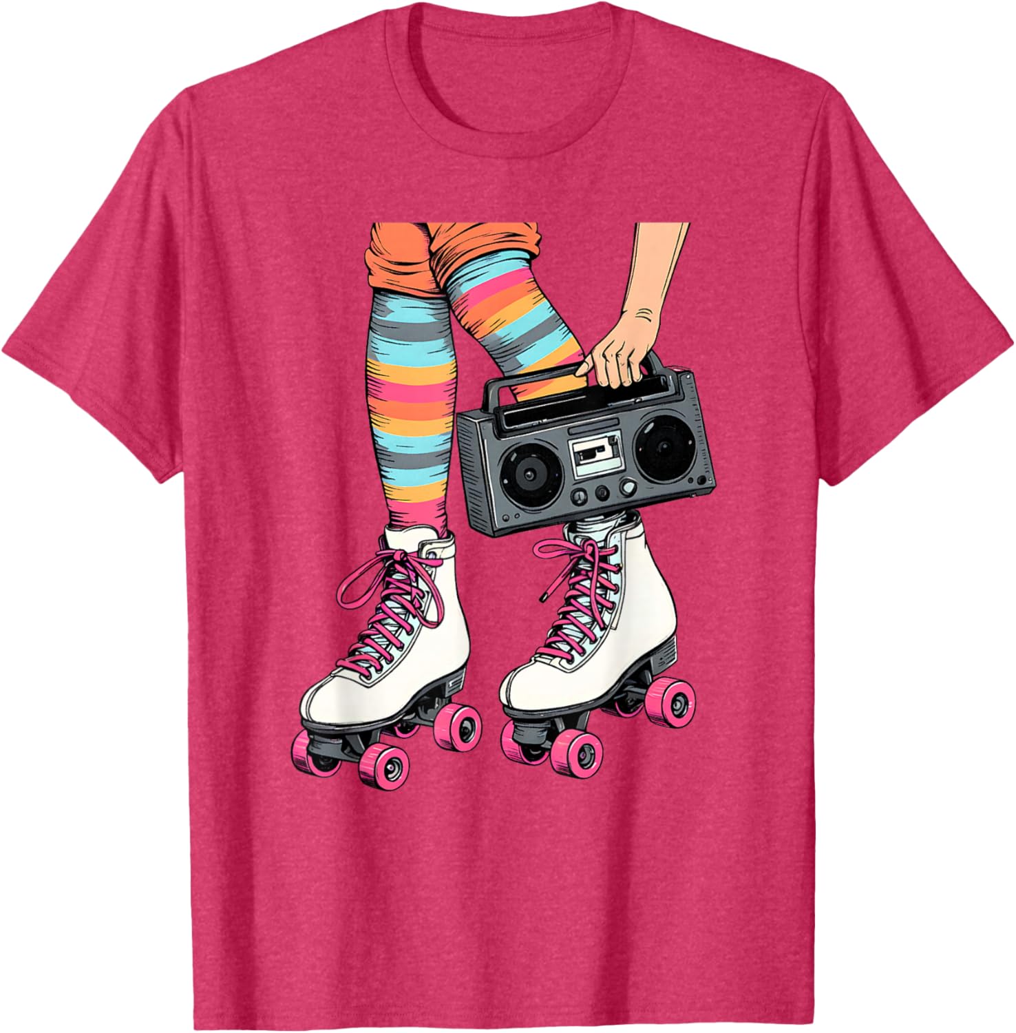 Retro Rollerskates Boombox T-Shirt for Fun 80's 90's Girls Vibes - 2