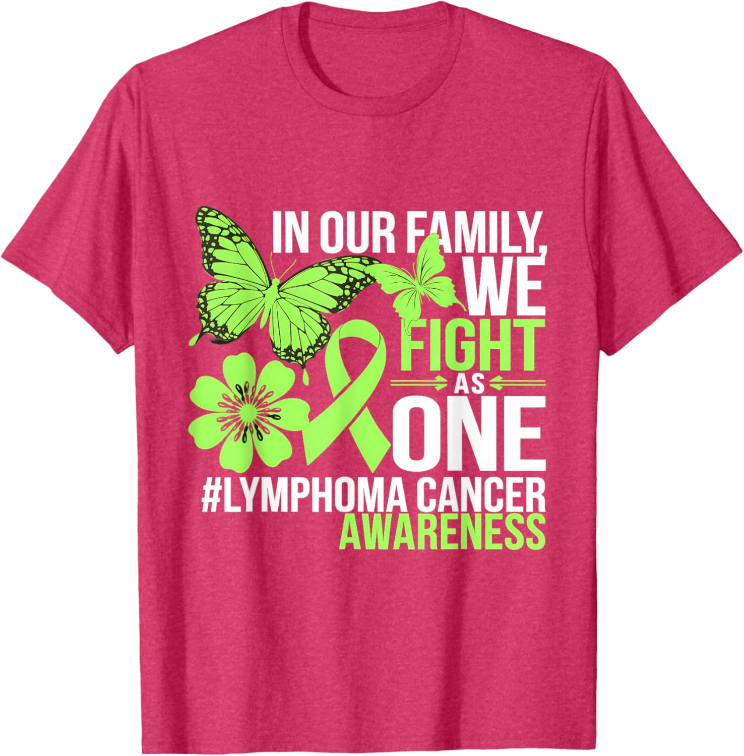 Green Ribbon Lymphoma Awareness We Fight As One T-Shirt for Supporters - 13