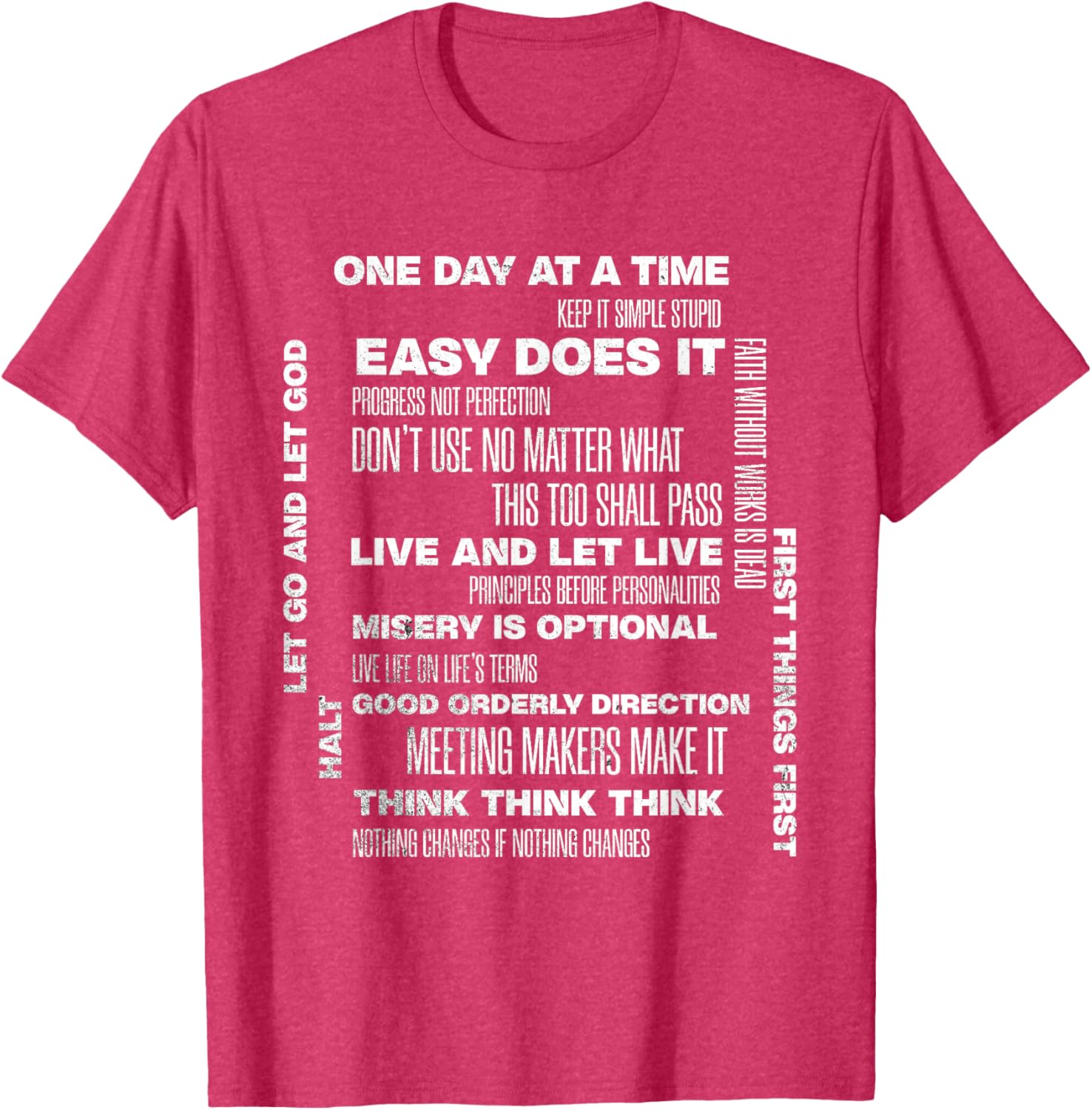 One Day At A Time Inspirational Recovery Sobriety Anniversary T-Shirt - 12