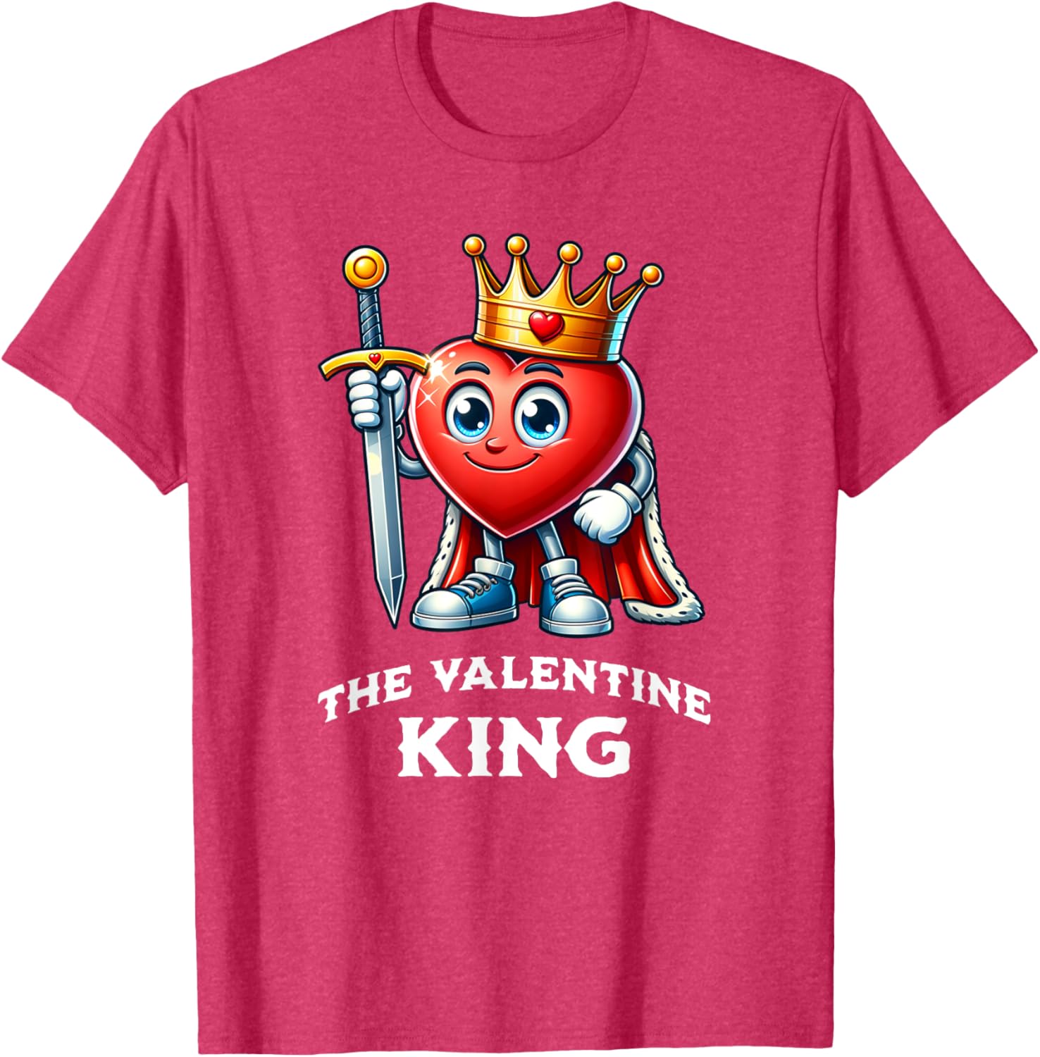 Funny Valentine's Day King Heart Graphic T-Shirt for Men and Boys - 8