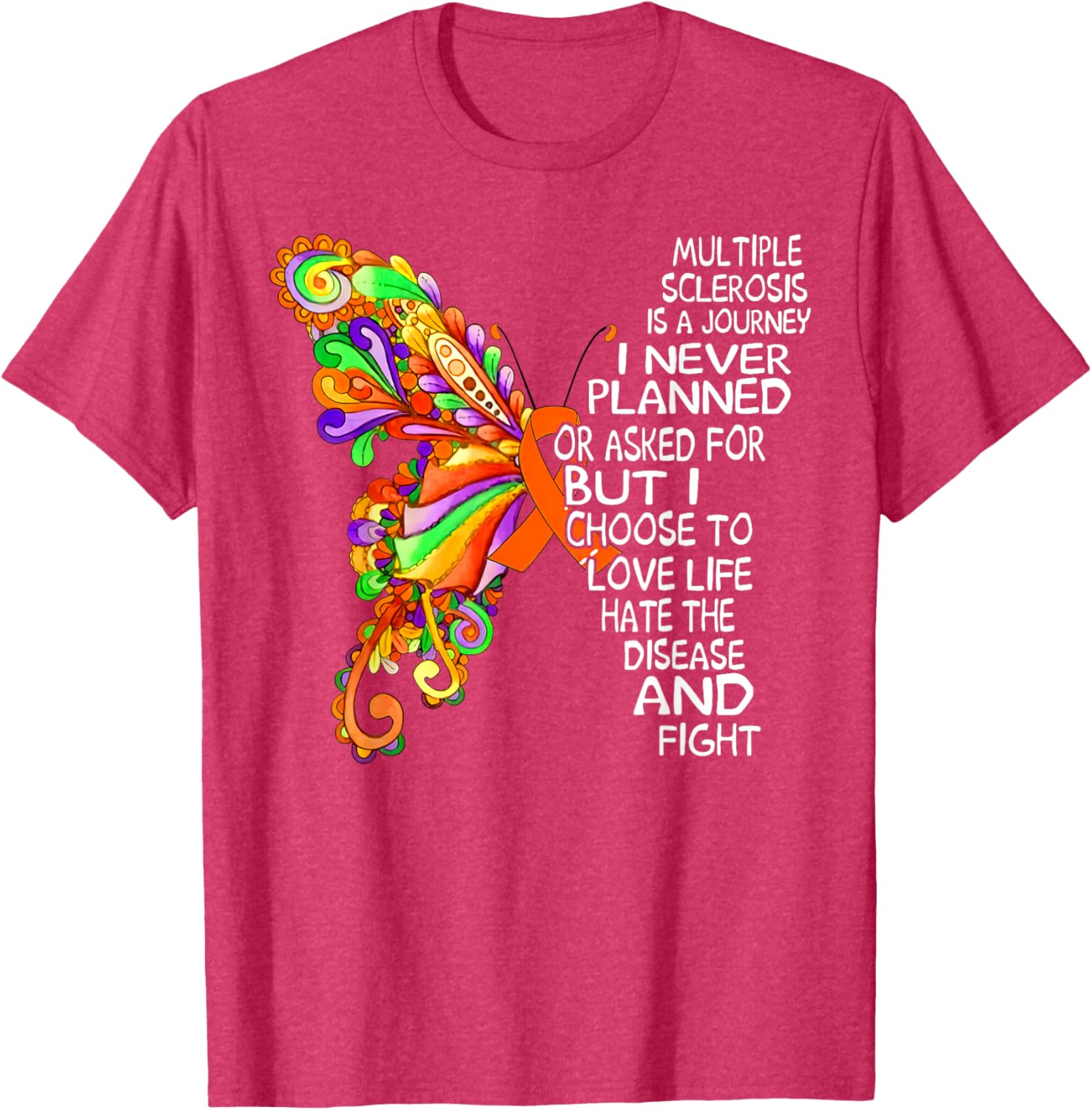 Butterfly Ribbon MS Warrior T-Shirt for Multiple Sclerosis Awareness - 24