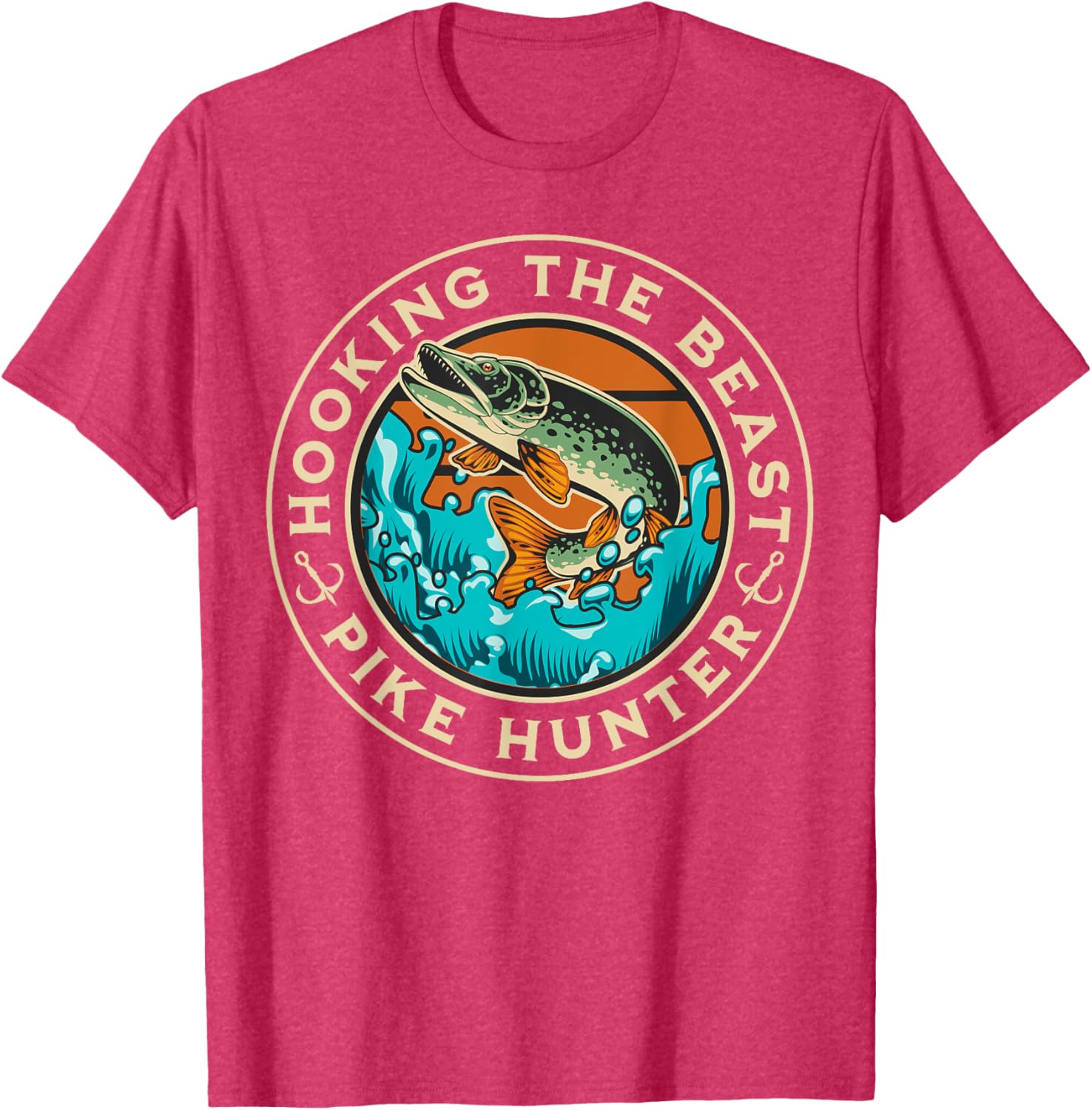 Vintage Pike Hunter Fishing T-Shirt for Men - Cool Fisherman Apparel - 7