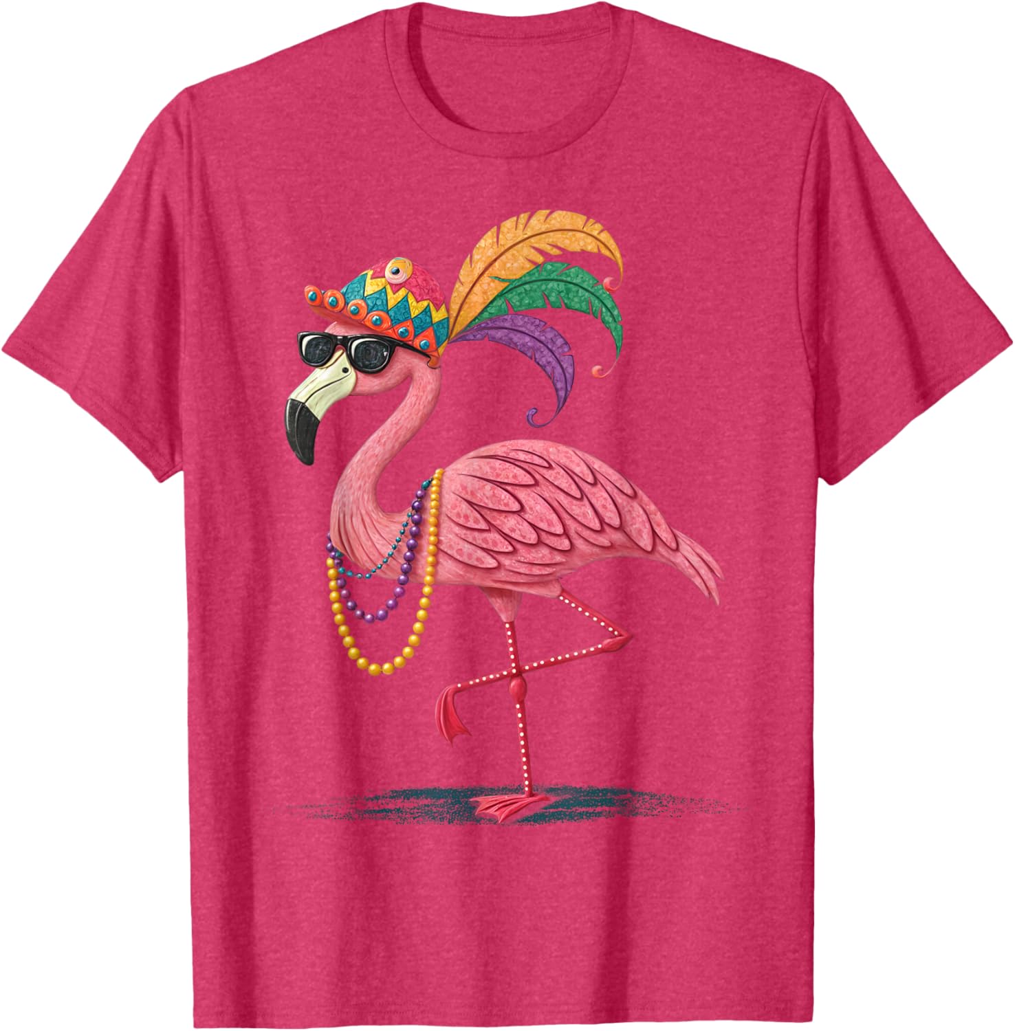 Funny Mardi Gras Flamingo Carnival Party T-Shirt for Fun Celebrations - 11