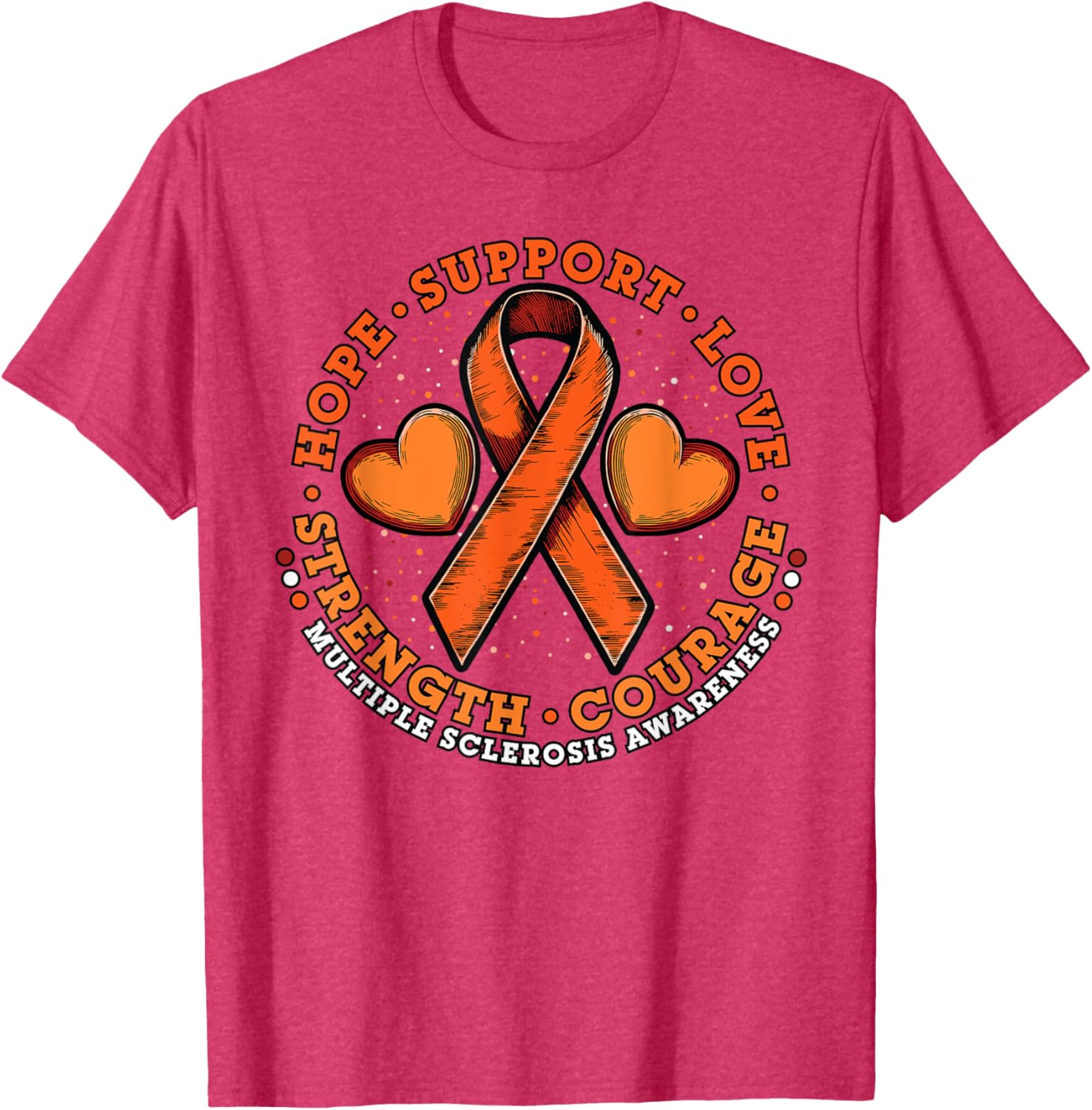 Orange Ribbon Multiple Sclerosis Awareness T-Shirt for Hope and Support - 15
