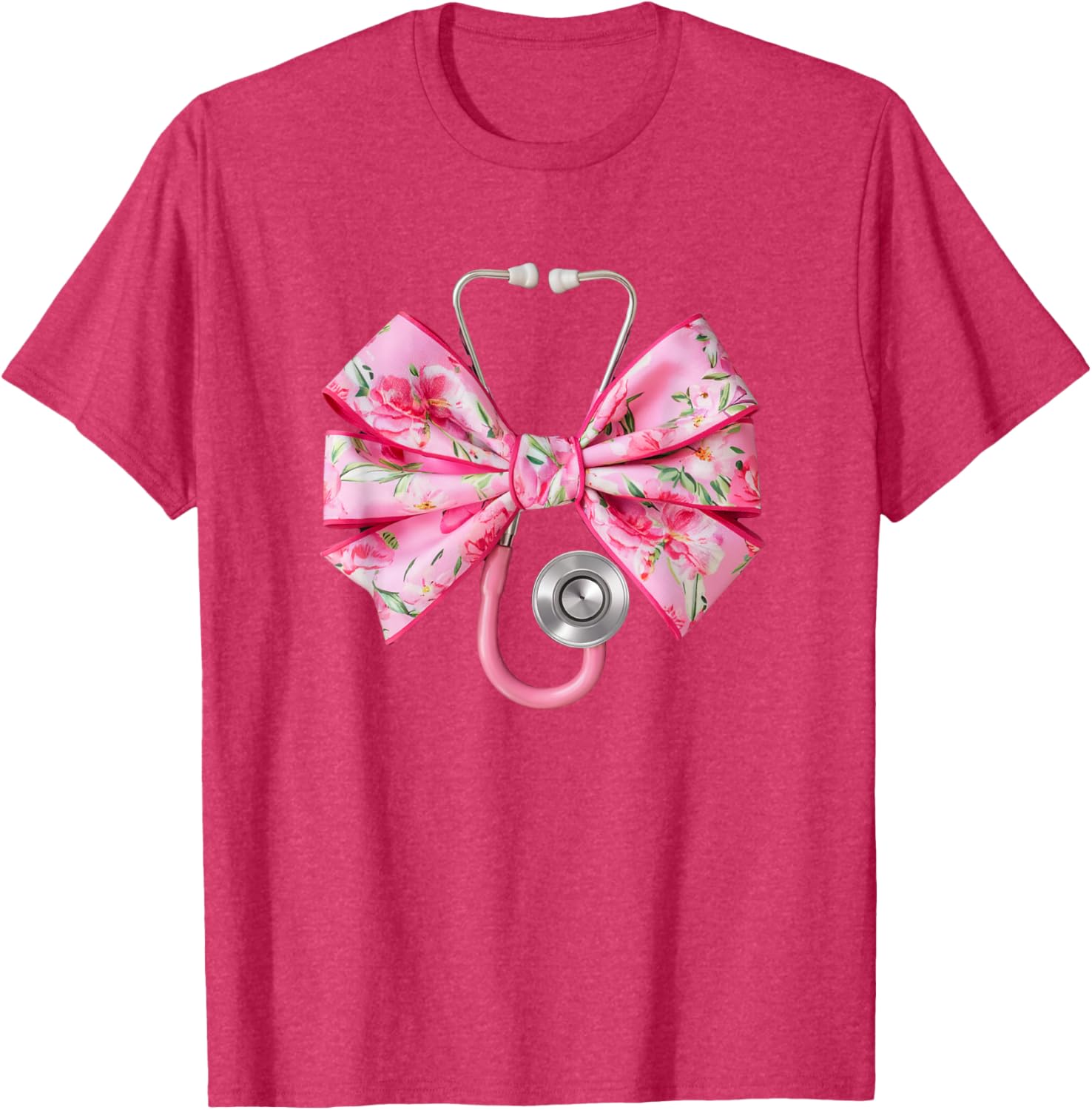 Pink Coquette Nurse Stethoscope Bow T-Shirt for Nurse Appreciation Gift - 1