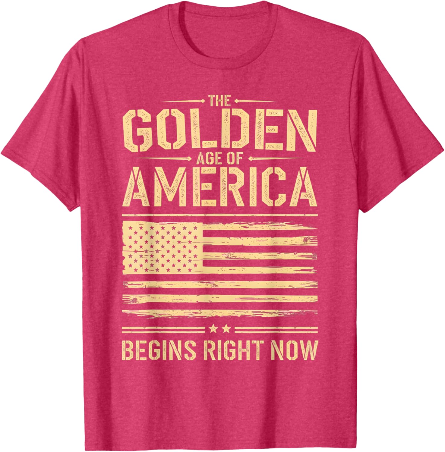 Golden Age of America Distressed T-Shirt with USA Flag Design - 1