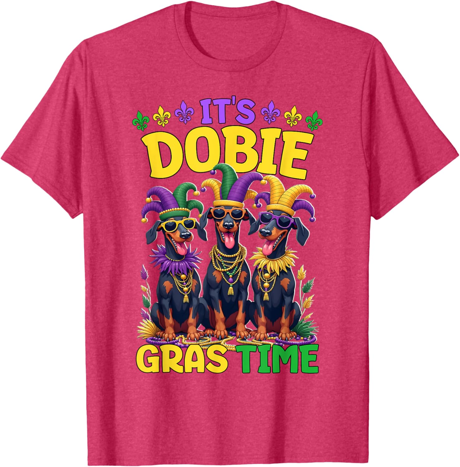 Mardi Gras Doberman T-Shirt Celebrating Carnival Festivities - 5