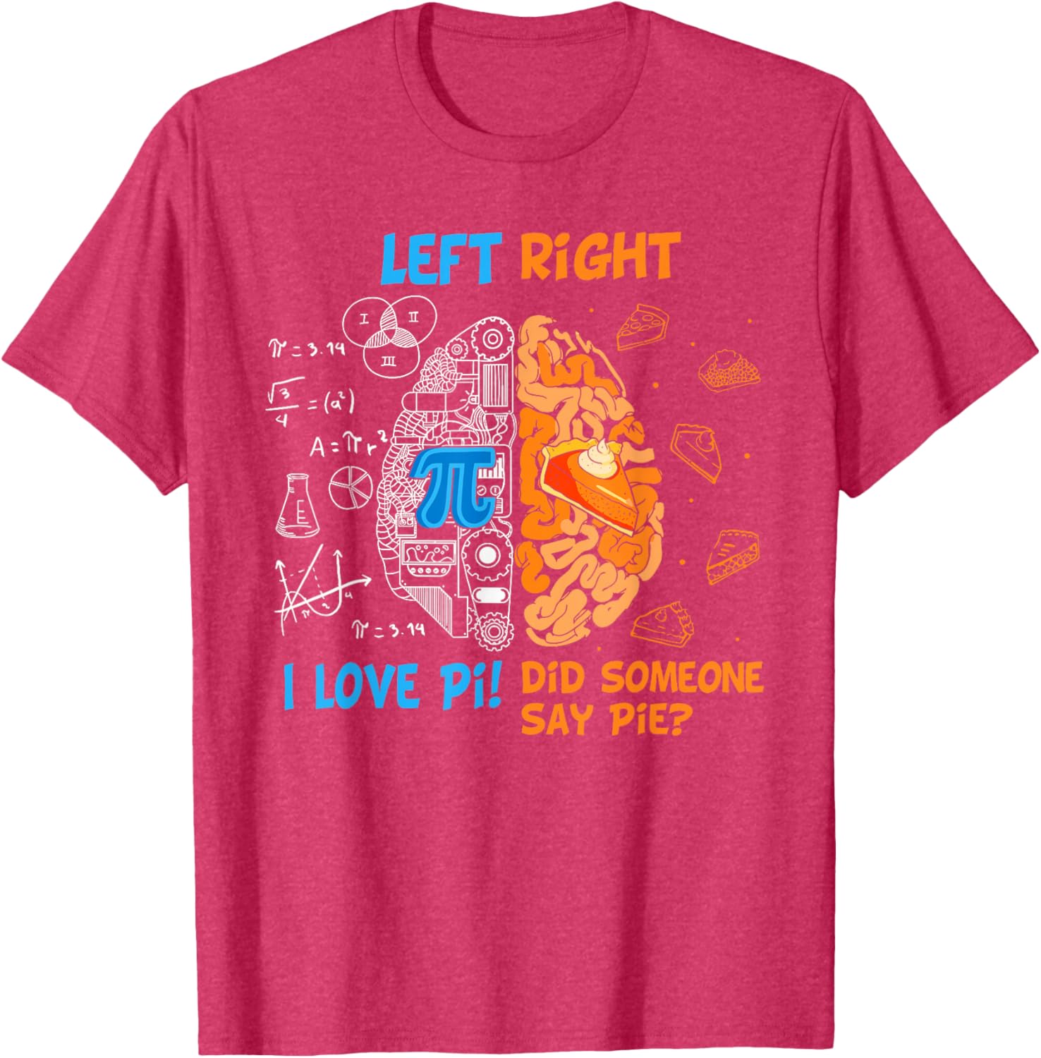 Funny Pi Day Left vs Right Brain Pie T-Shirt for Math Lovers - 9