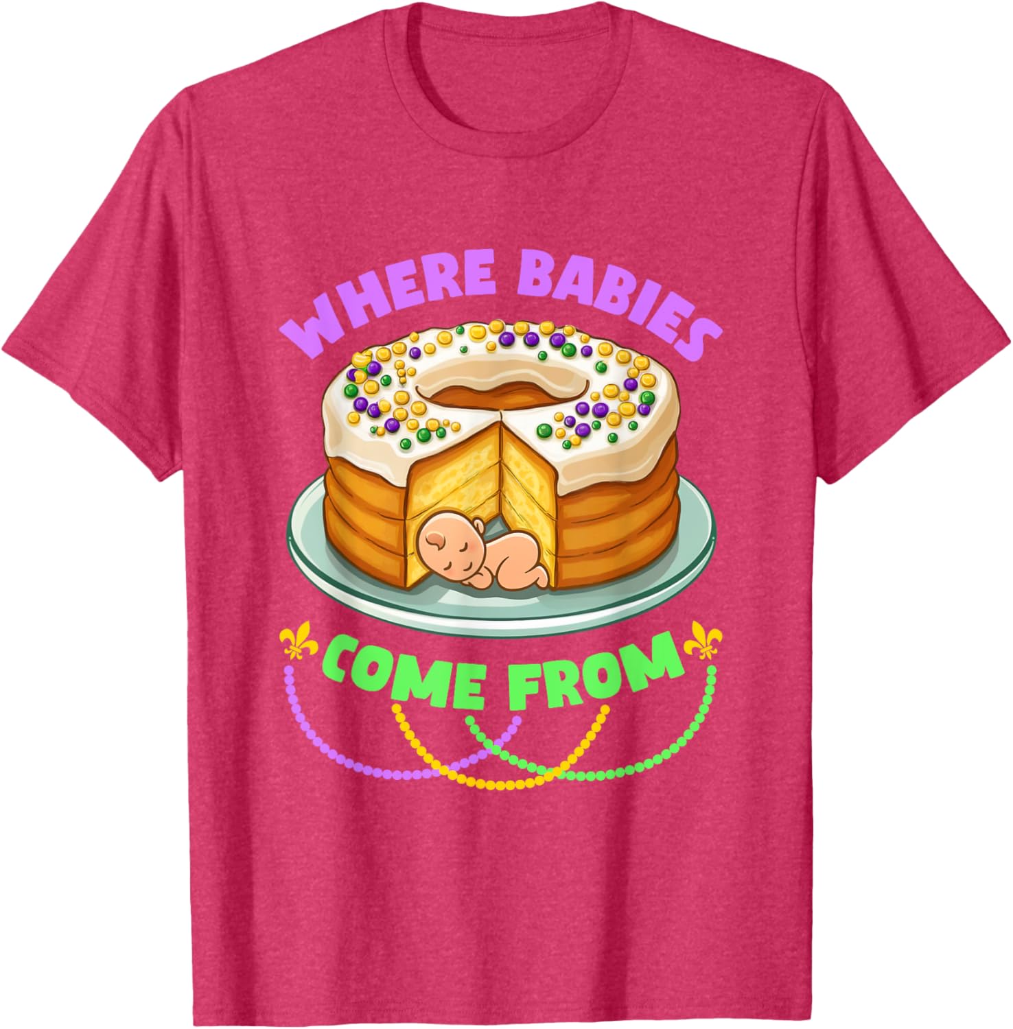 Mardi Gras King Cake T-Shirt Perfect for Celebrating with Style - 5