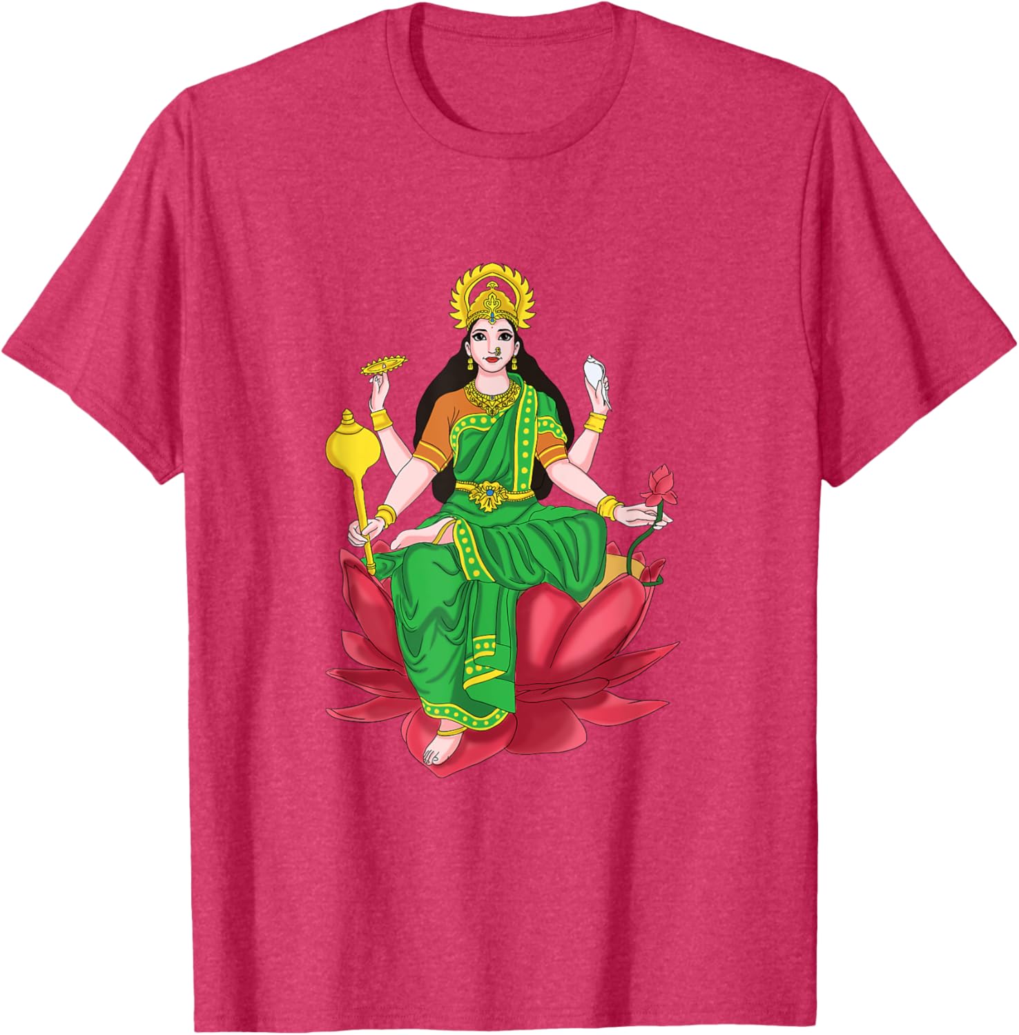 Laxmi Mata Diwali T-Shirt with Lotus Illustration for Pooja Celebrations - 13
