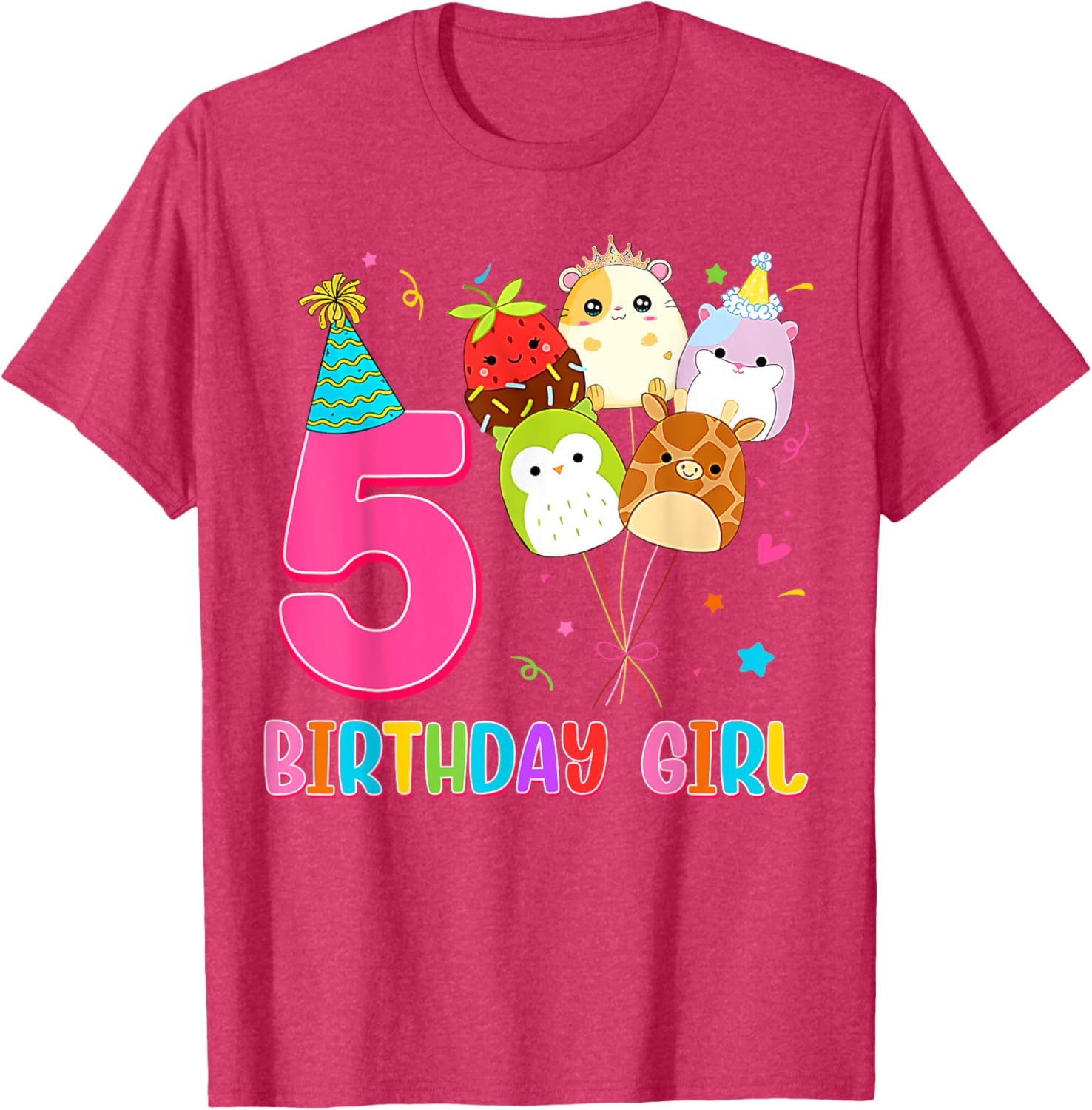 Cute Birthday Girl Squish Squad T-Shirt for 5 Year Old Girls - 13