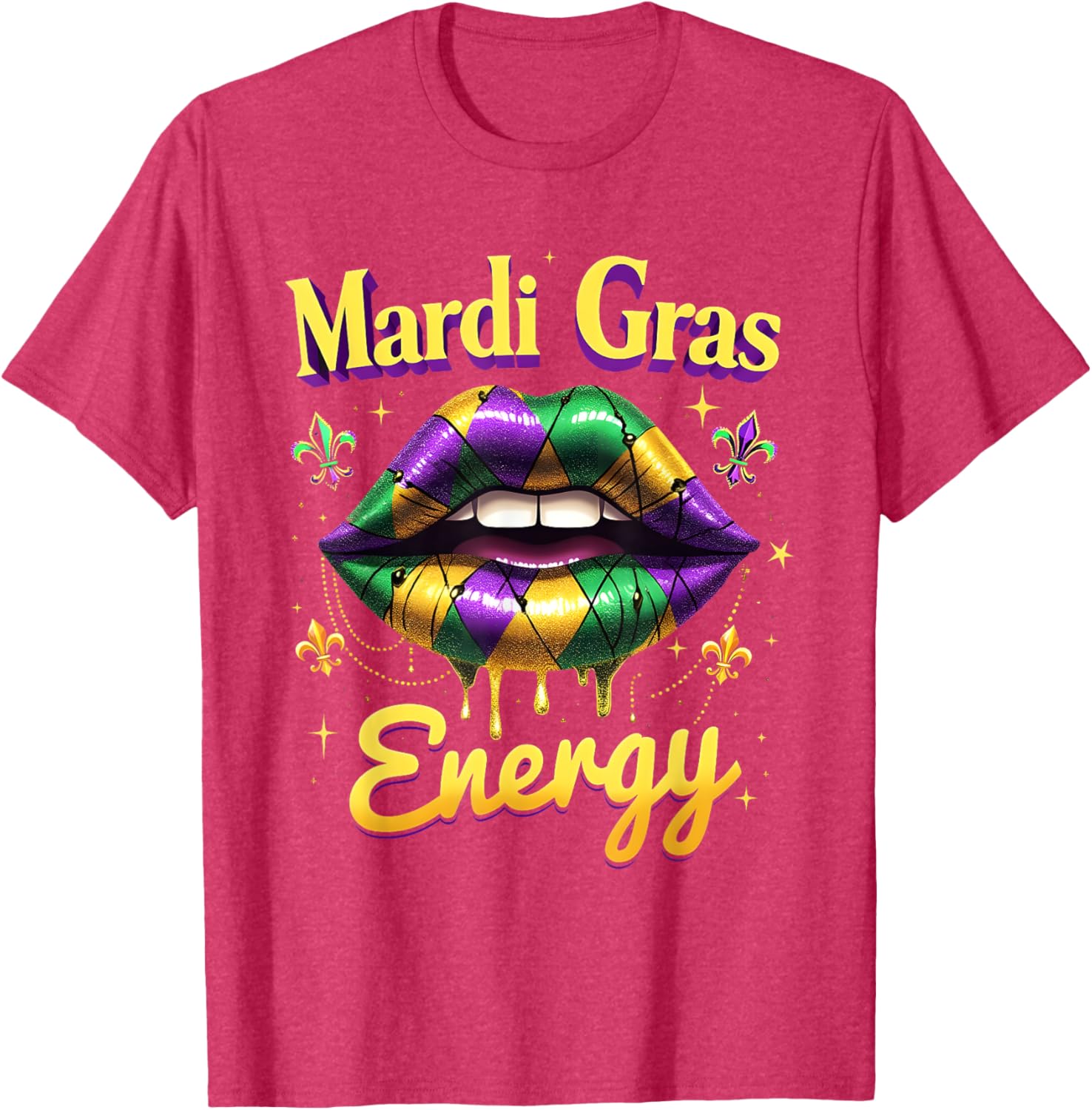 Mardi Gras Energy Carnival Lips T-Shirt New Orleans 2025 Costume Wear - 17